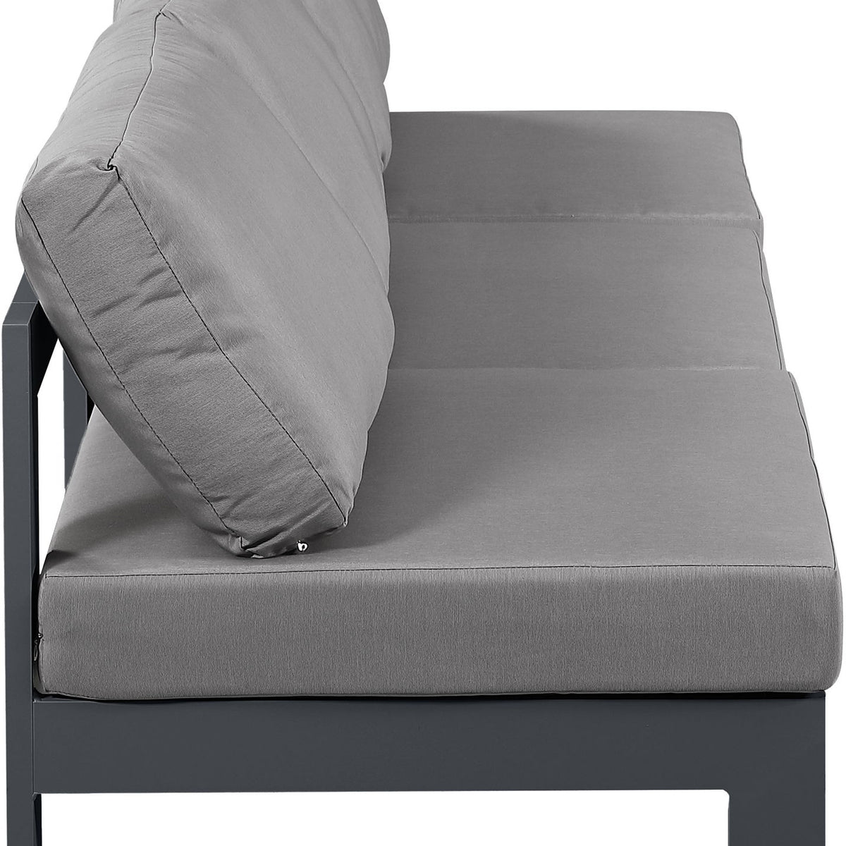 Nizuc - Outdoor Patio 3 Seat Armless Modular Sofa With Gray Frame