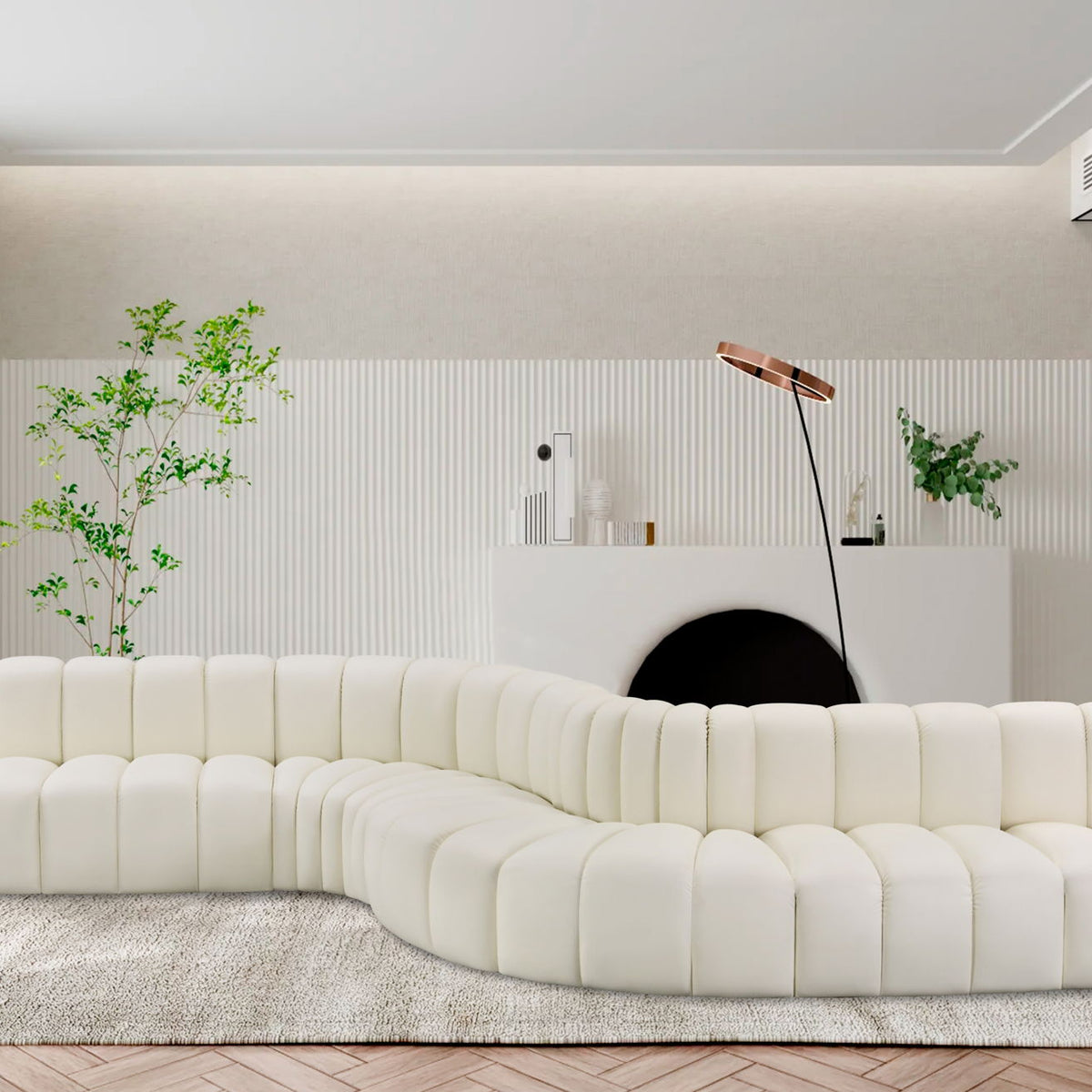 Arc - Faux Leather 8 Piece Curved Modular Sofa