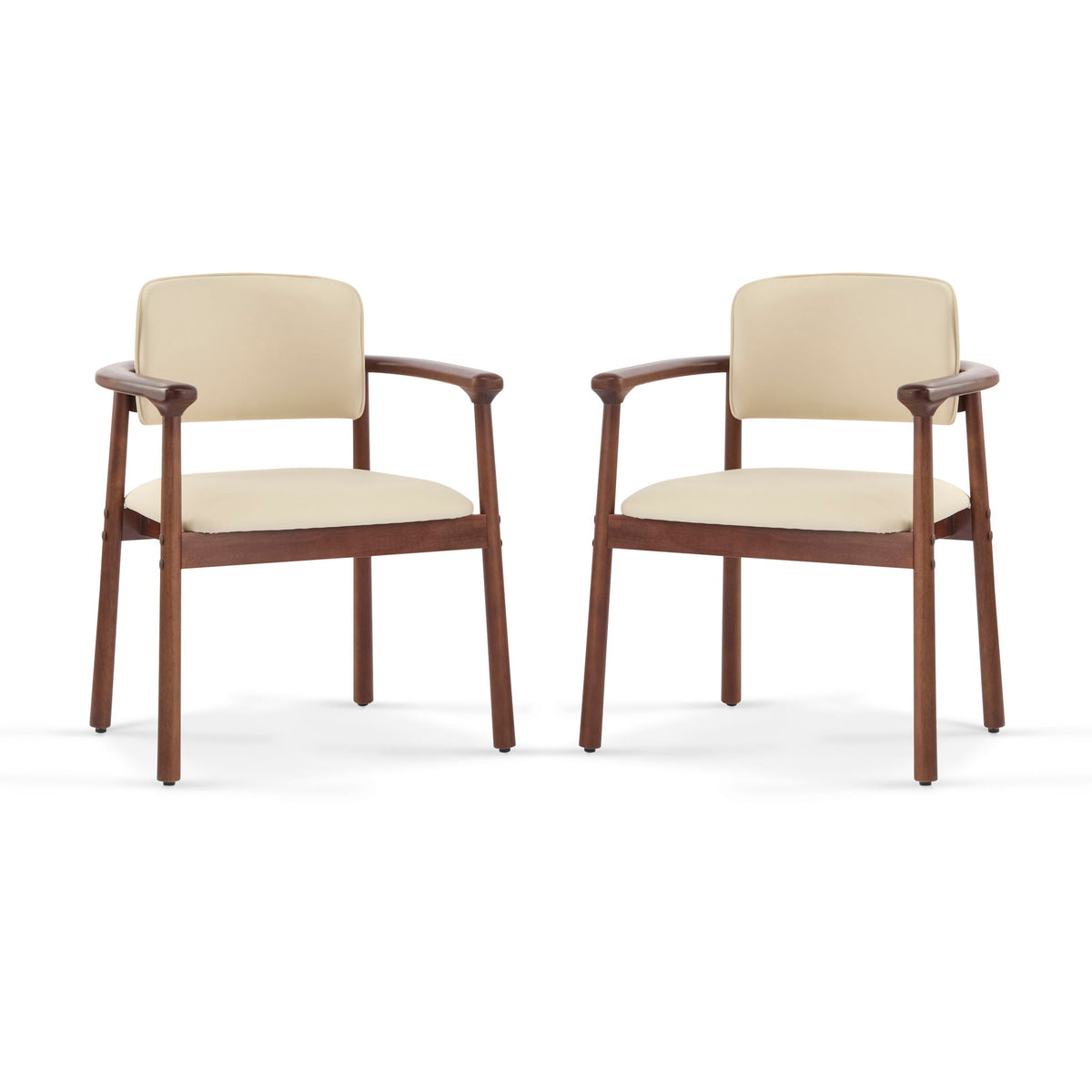 Dining Room Chairs, Ideal For Home & Kitchen (Set of 2) - Beige / Dark Walnut