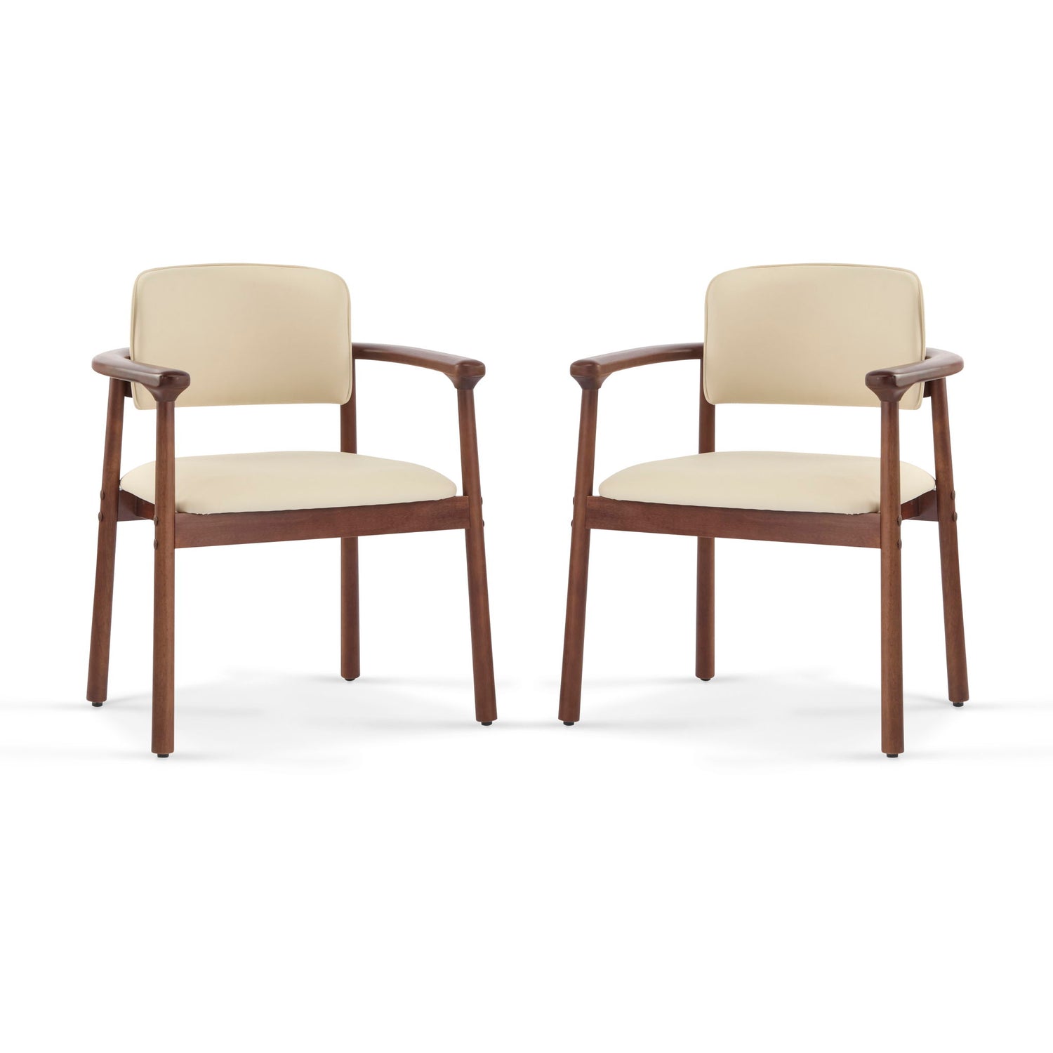 Dining Room Chairs, Ideal For Home & Kitchen (Set of 2) - Beige / Dark Walnut