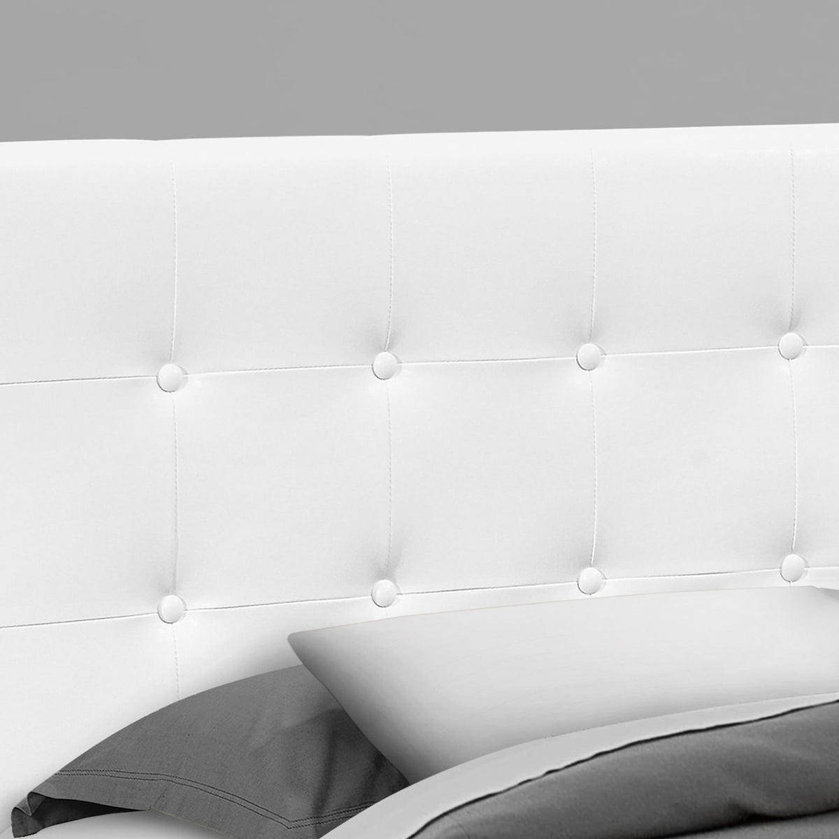 Queen Size Headboard Only Upholstered Leather Look - White