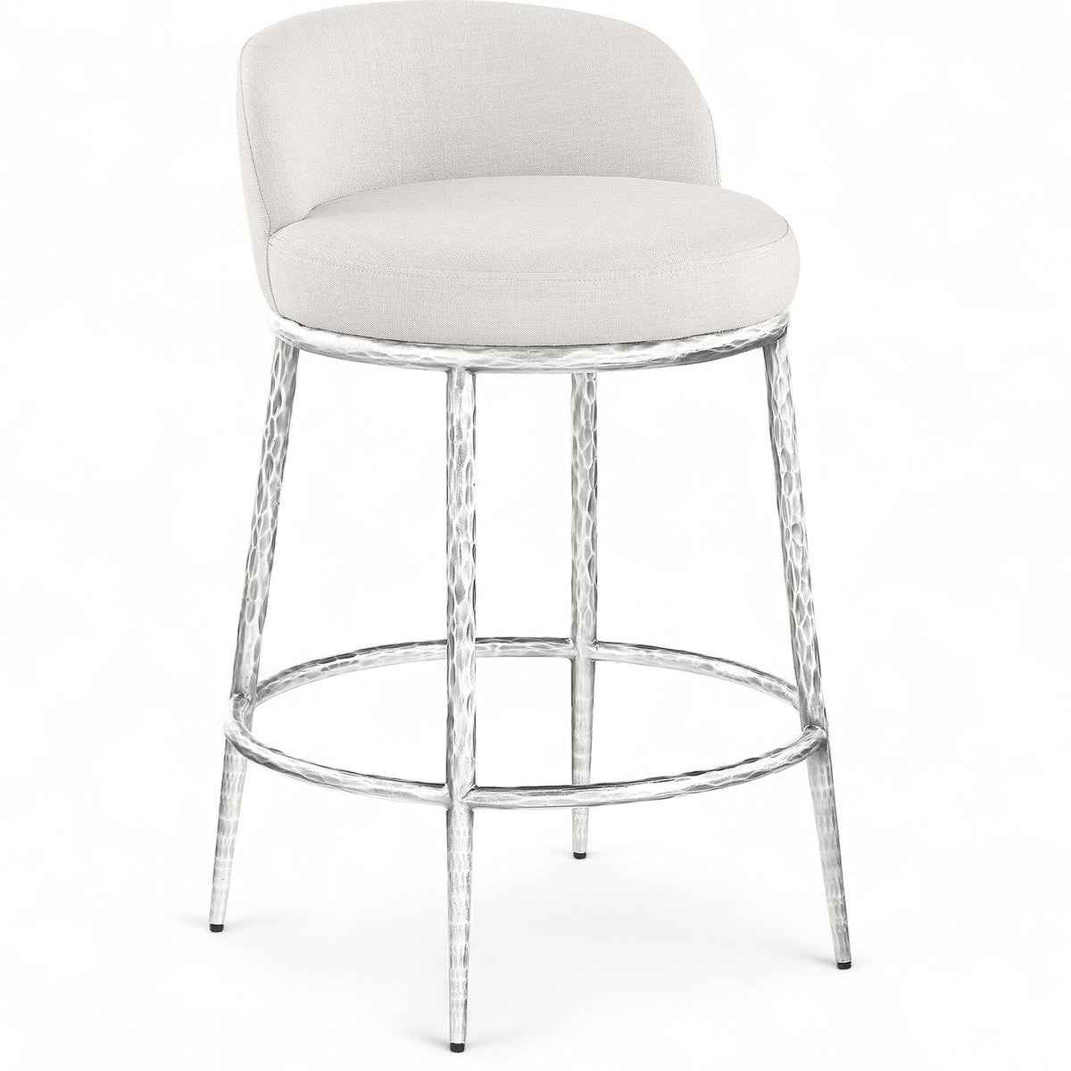 Ferro - Upholstered Counter Stool With Brushed Silver Base