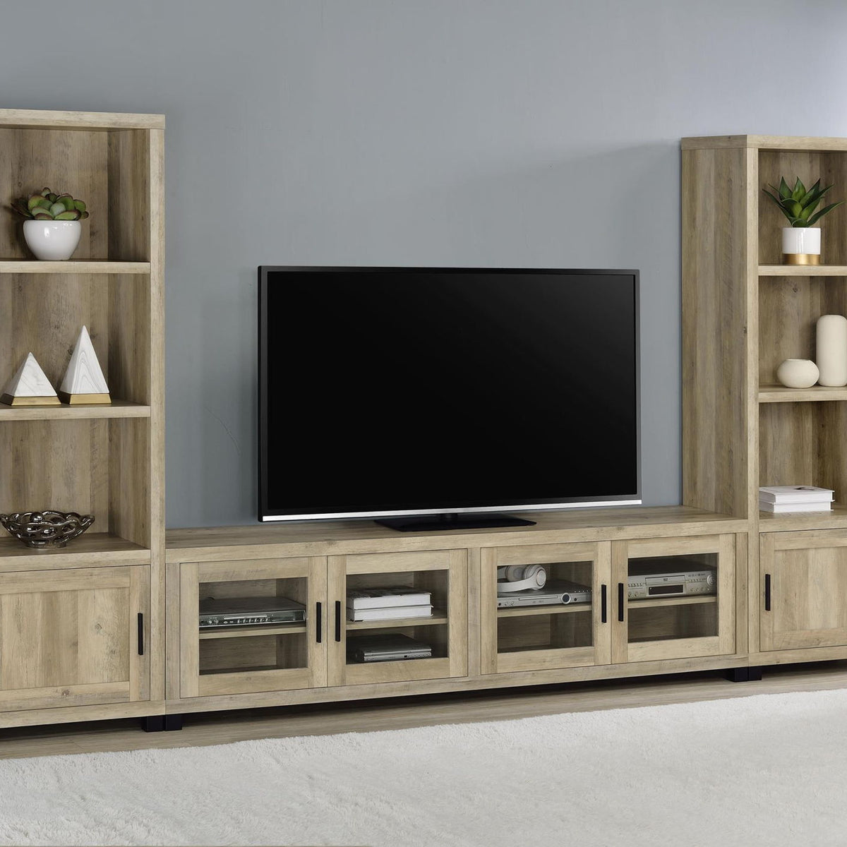 Sachin 3-piece 79-inch TV Entertainment Center Antique Pine