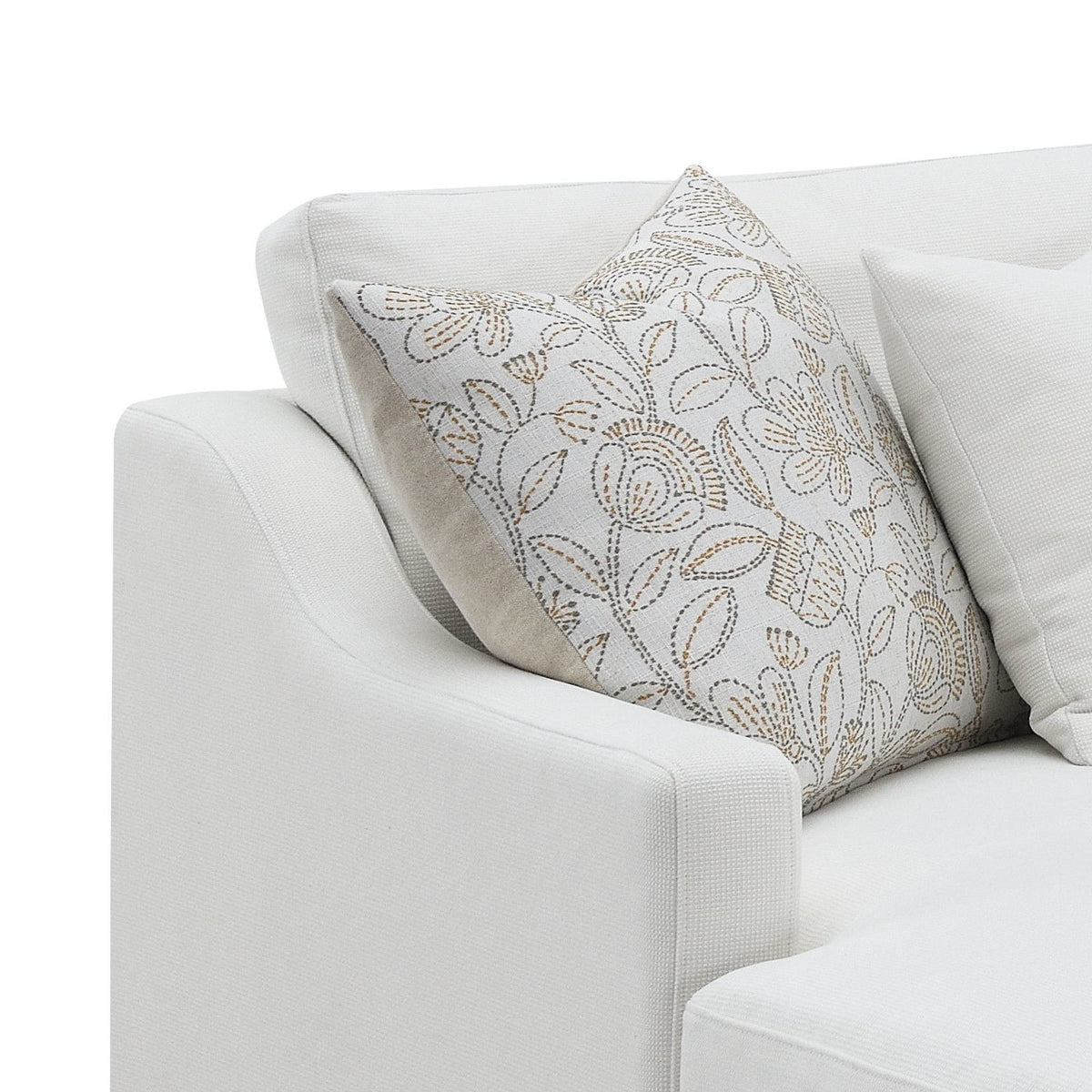 Valiant - Chenille Sectional Sofa With 4 Pillows - Ivory