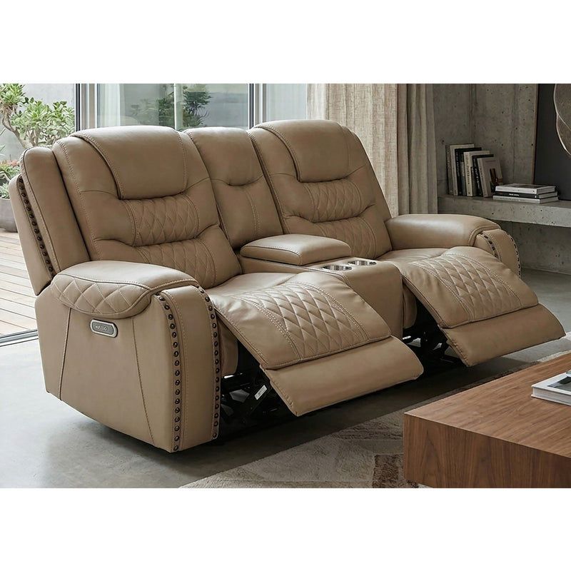 Power Motion Reclining Loveseat With Console Adjustable Headrest Cup Holders - Toffee