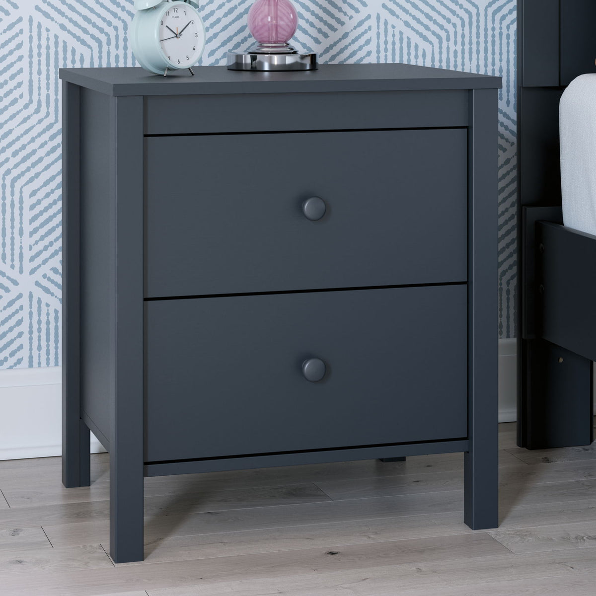 Simmenfort - Two Drawer Night Stand - Navy Blue