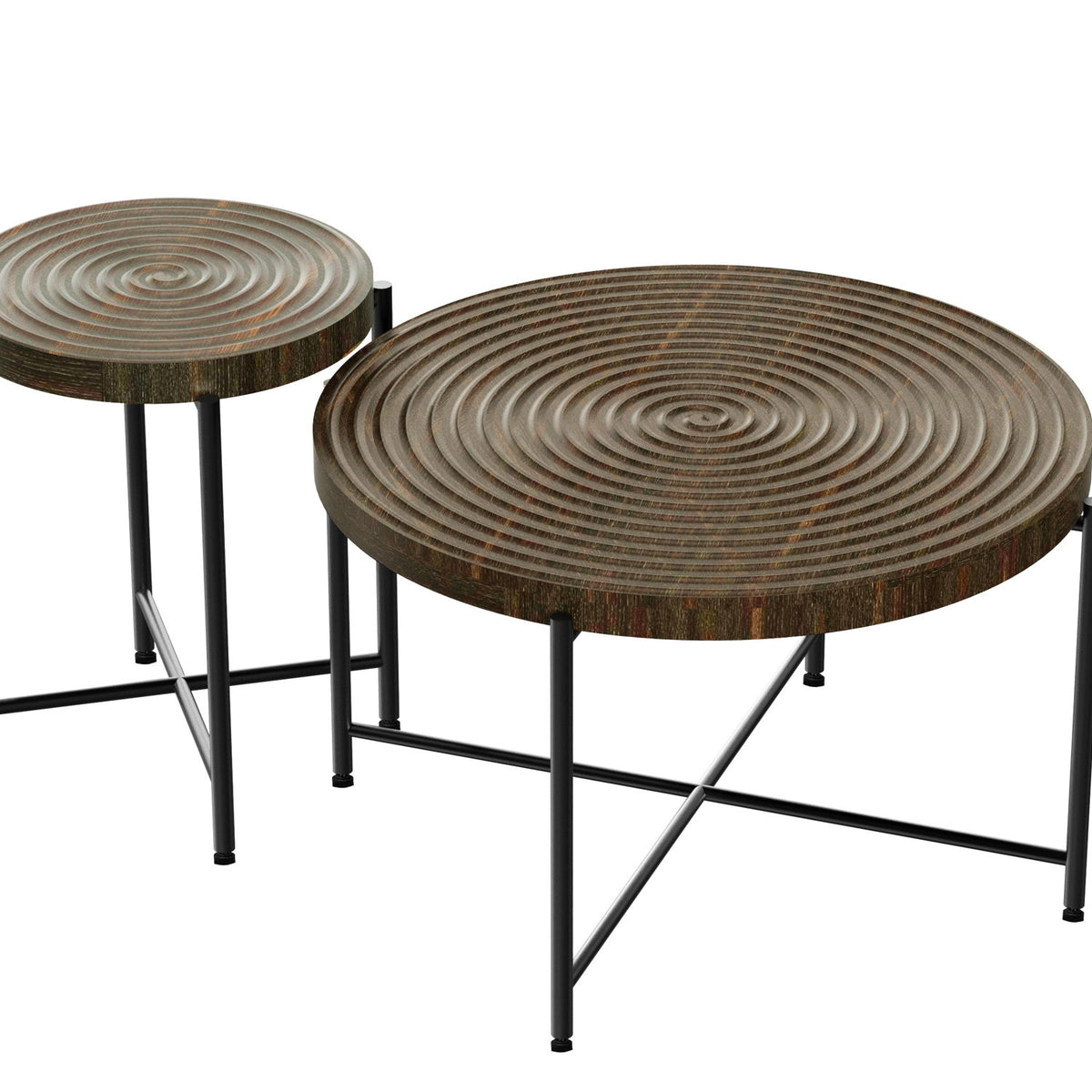 Coffee And End Table Set Waterproof Cover, Distressed Cylindrical Design, Legs Classic Rustic Charm (Set of 2)