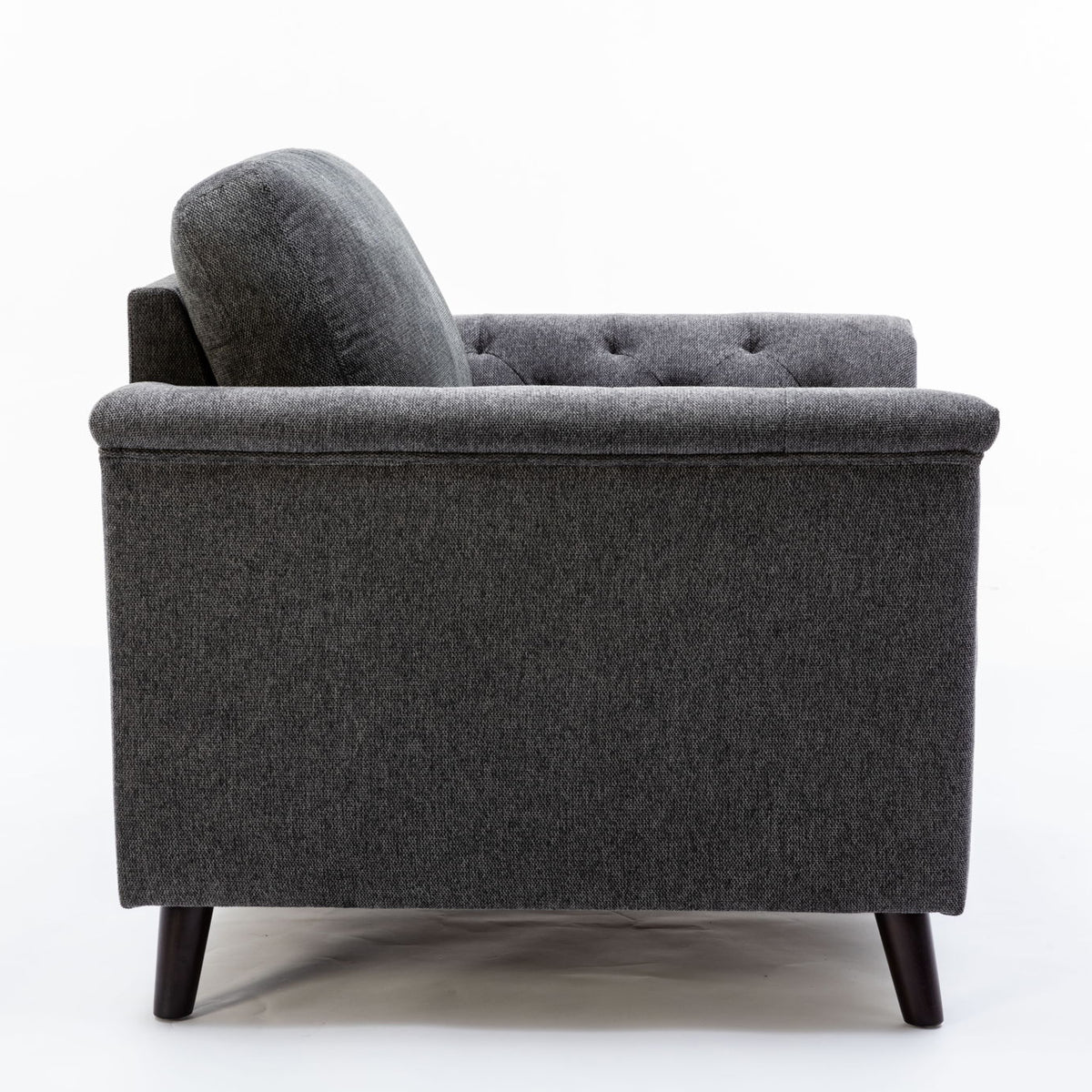 Stanton - Linen Chair With Tufted Arms - Dark Gray