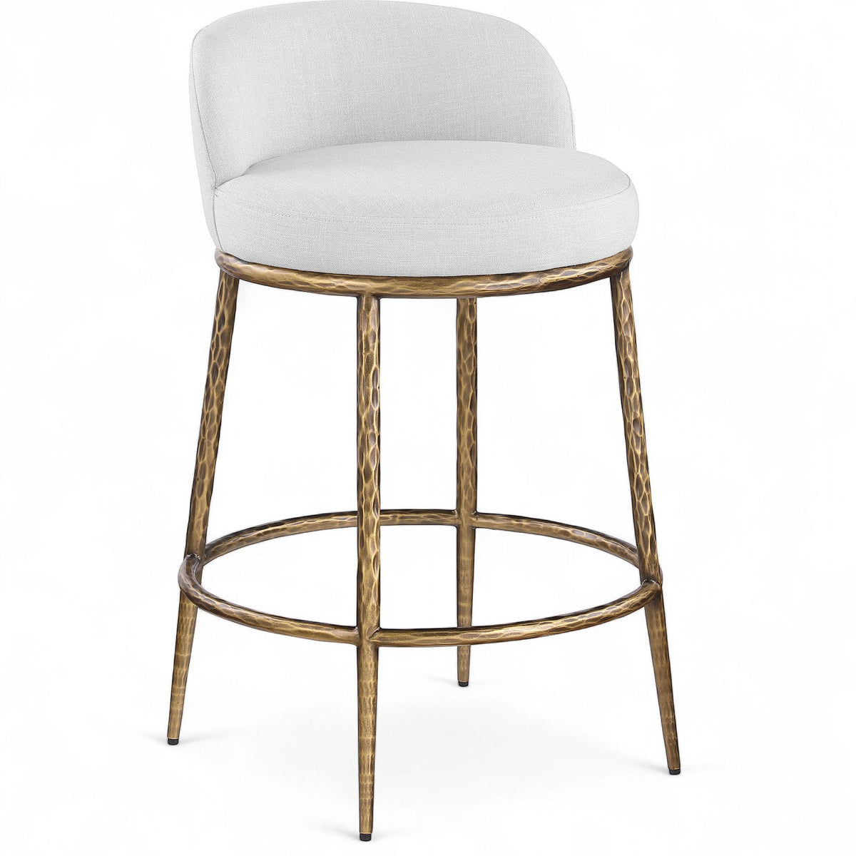 Ferro - Upholstered Counter Stool With Brushed Gold Base