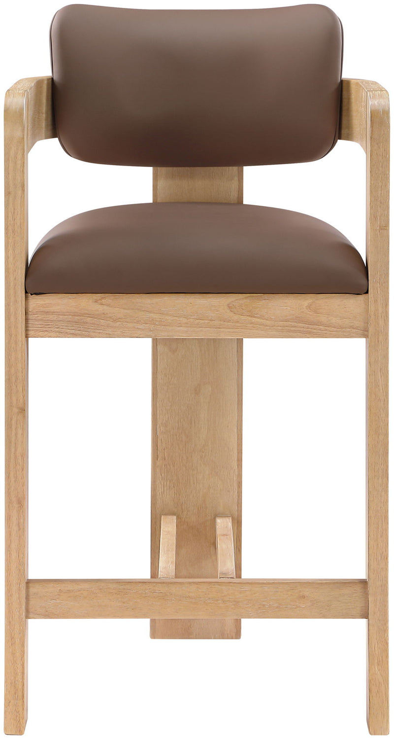 Sacha - Vegan Leather Upholstered Counter Stool With Natural Base