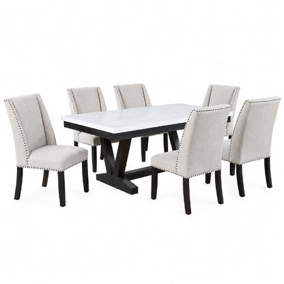 Dining Set With Upholstered Wing Back Chairs