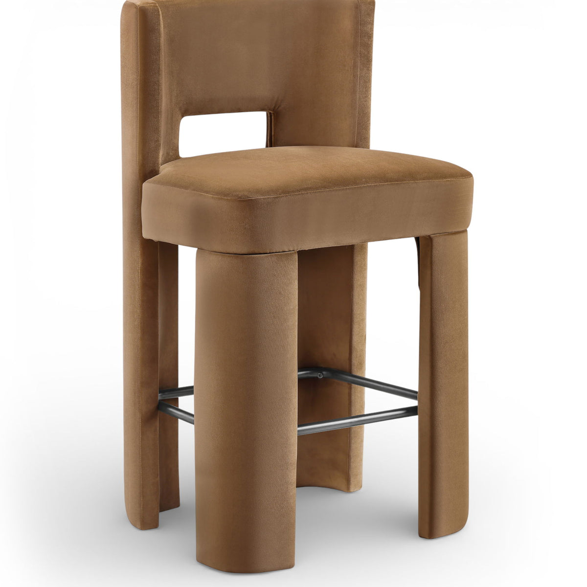 Zuno - Velvet Performance Fabric Upholstered Bar Stool (Set of 2) - Saddle