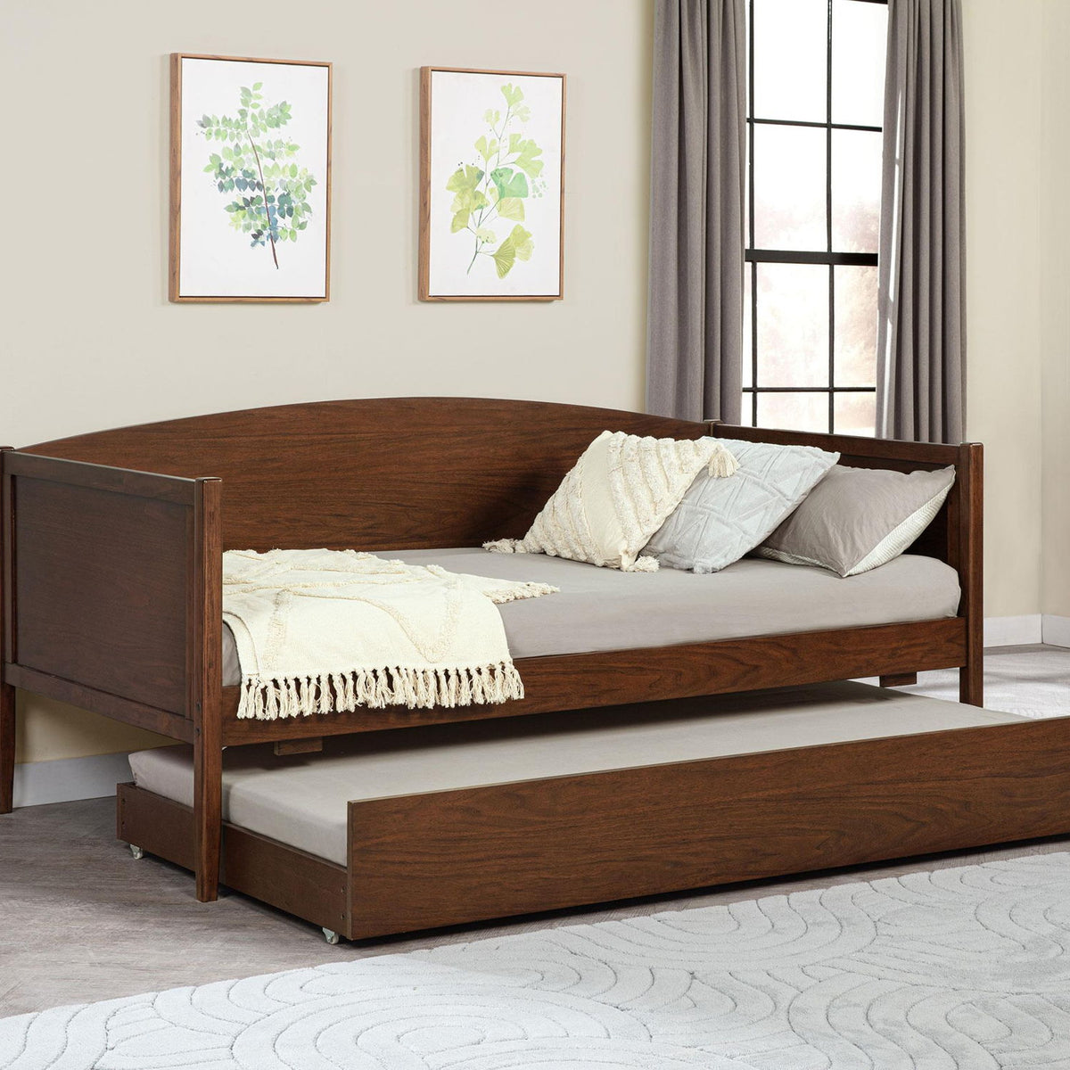Bozeman Wood Twin Daybed With Trundle Medium Walnut