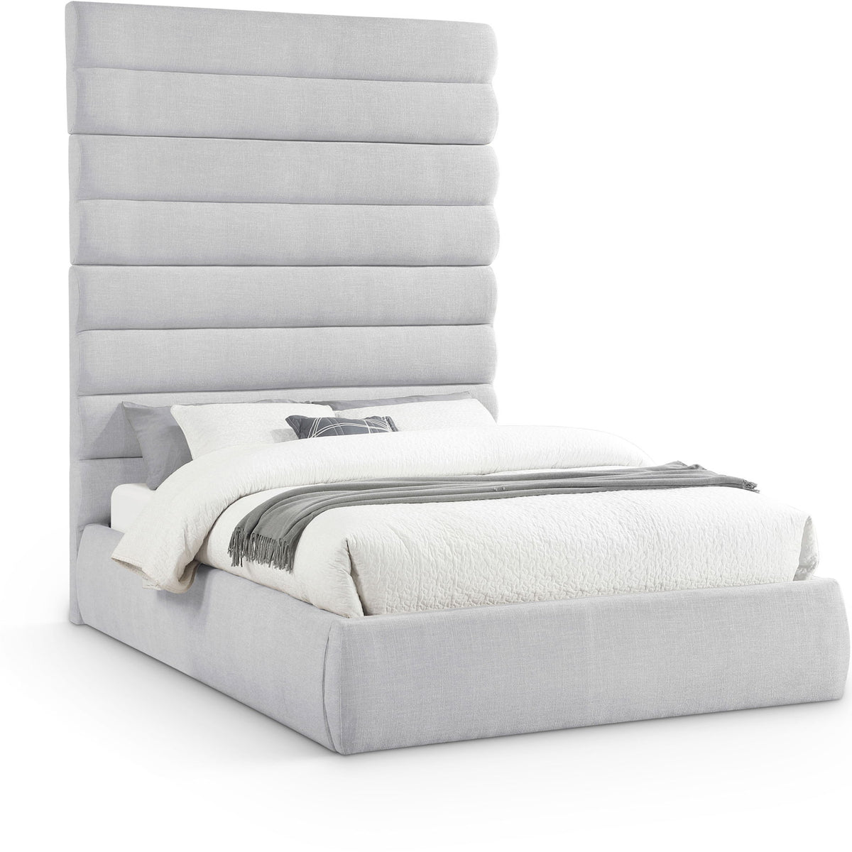 Adam - Linen Fabric Bed With 89" Headboard