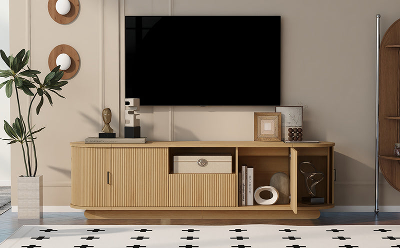TV Stand Sliding Doors Open Shelving 70.86-inch