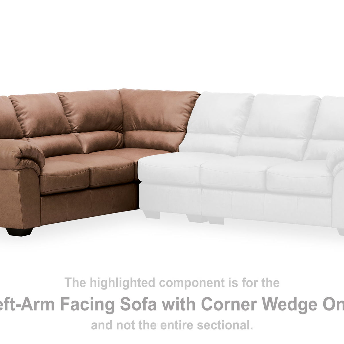 WillowBend - LAF Sofa With Corner Wedge - Caramel