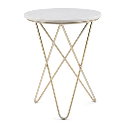 Gabon - Accent Table - White / Gold