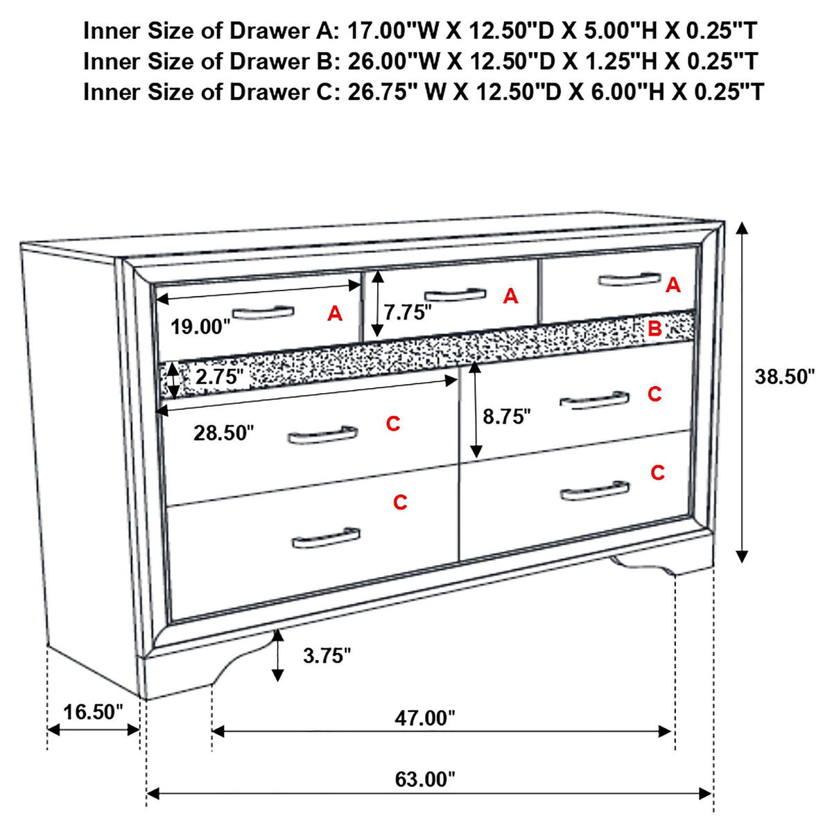 Annie - 9 Drawer Dresser