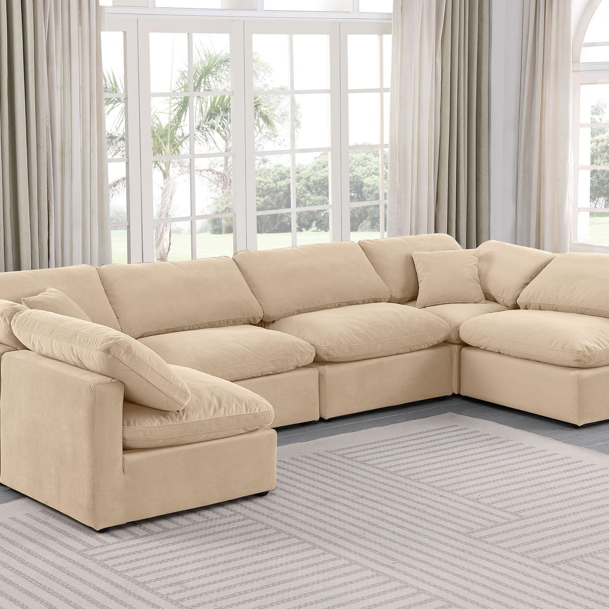 Indulge - Velvet 6 Piece Modular U-Shaped Sectional