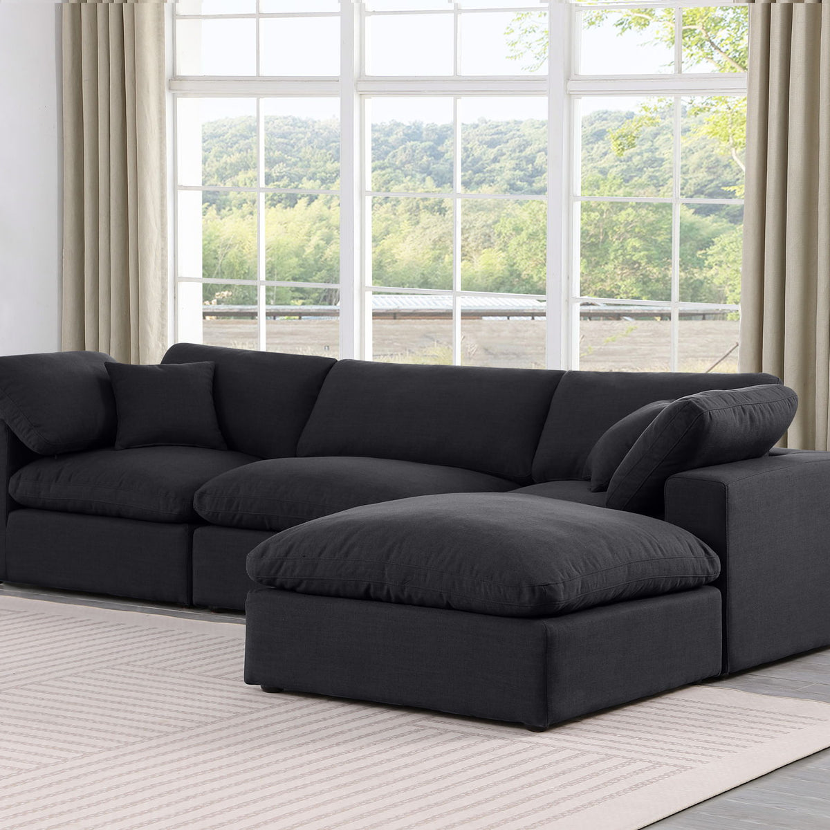 Comfy - 4 Piece Linen Fabric Modular Sectional With Chaise