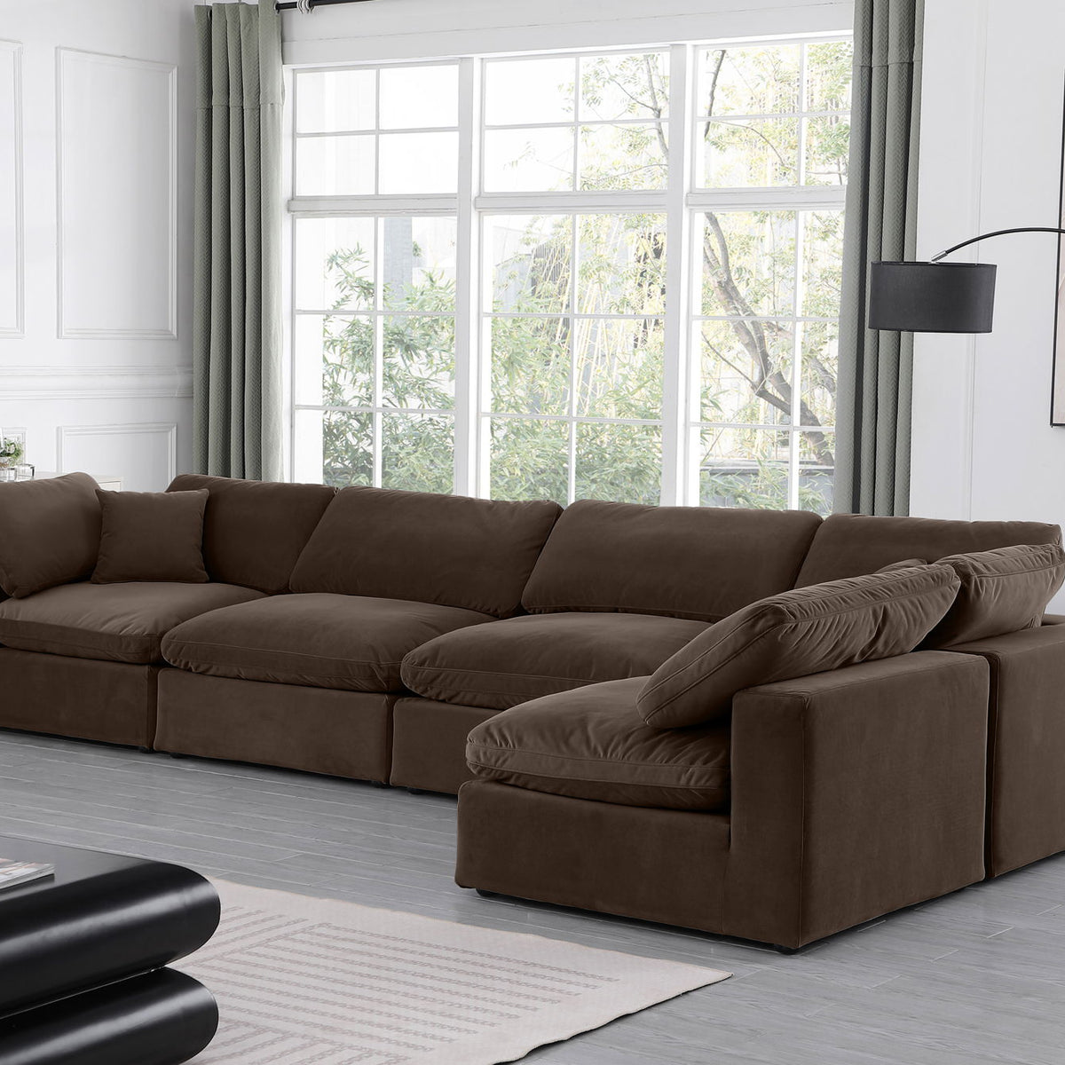 Comfy - 5 Piece Velvet Modular Sectional