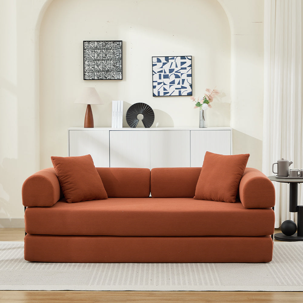 Folding Sofa Bed, 78.5' Convertible Couch Bed with 2 Pillows, Fold Out Couch, Foam Spring Floor Mattress, Futon Couch for Living Room, Office, Apartment
