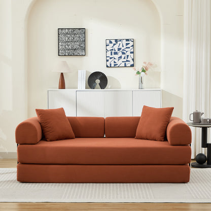 Folding Sofa Bed, 78.5' Convertible Couch Bed with 2 Pillows, Fold Out Couch, Foam Spring Floor Mattress, Futon Couch for Living Room, Office, Apartment