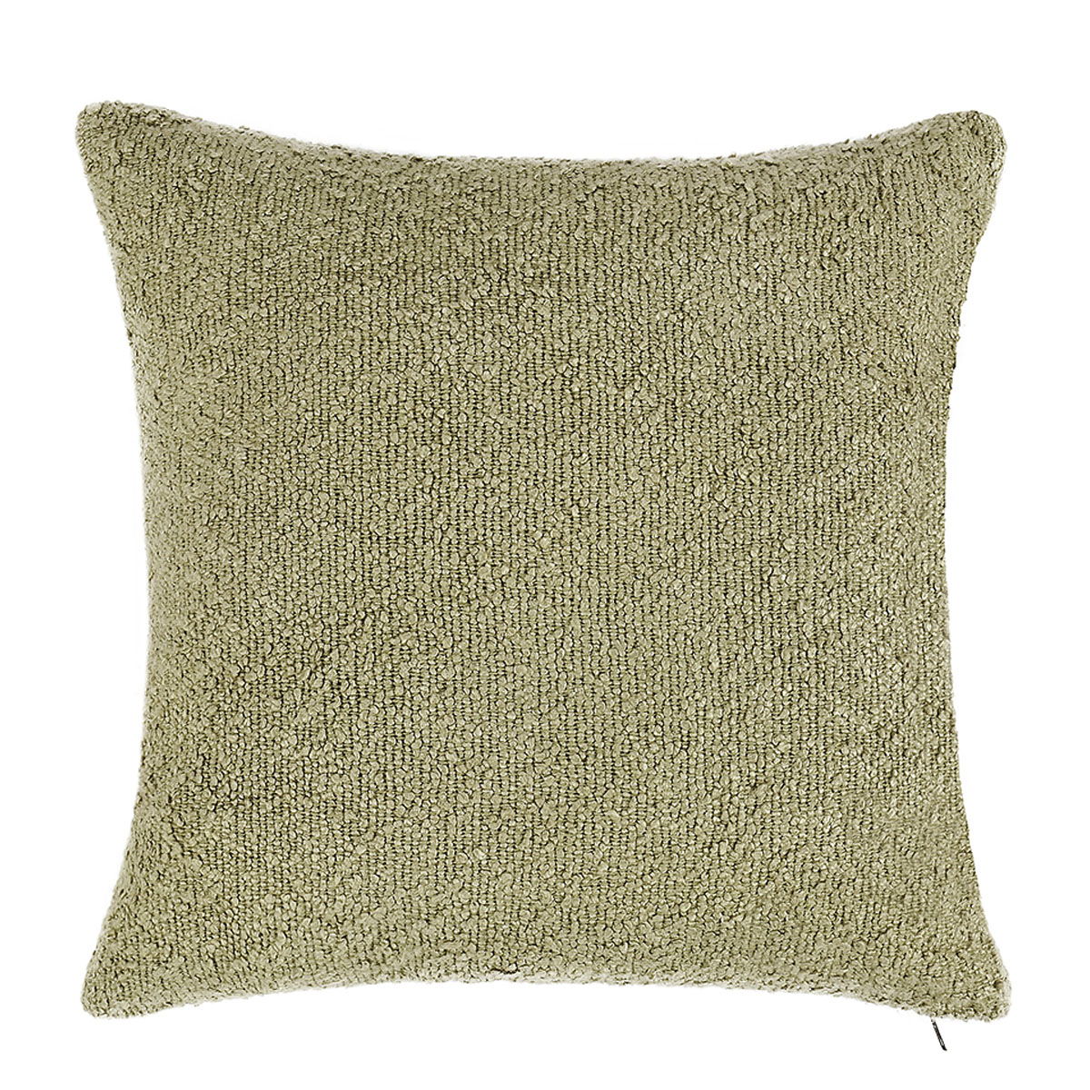 Wheat green square pillow with textured weave and piped edges