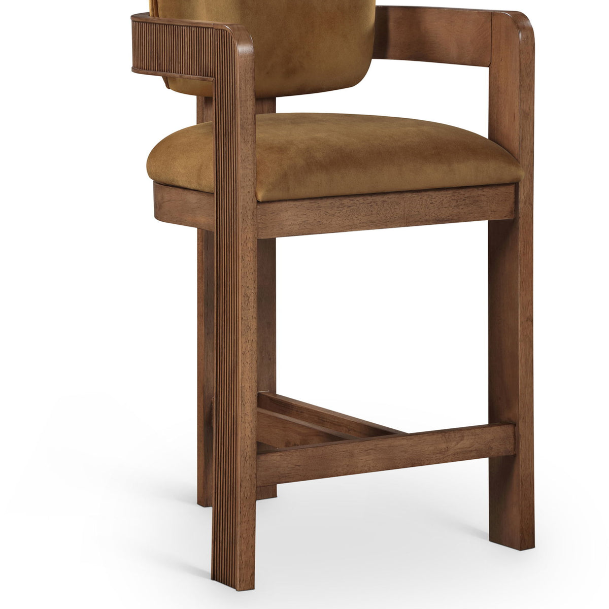 Sacha - Velvet Stool With Brown Base