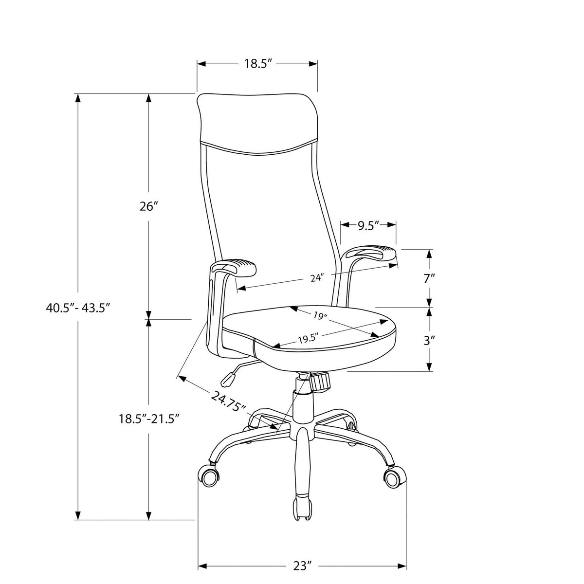 Office Chair, Adjustable Height, Swivel, Armrests, Contemporary & Modern