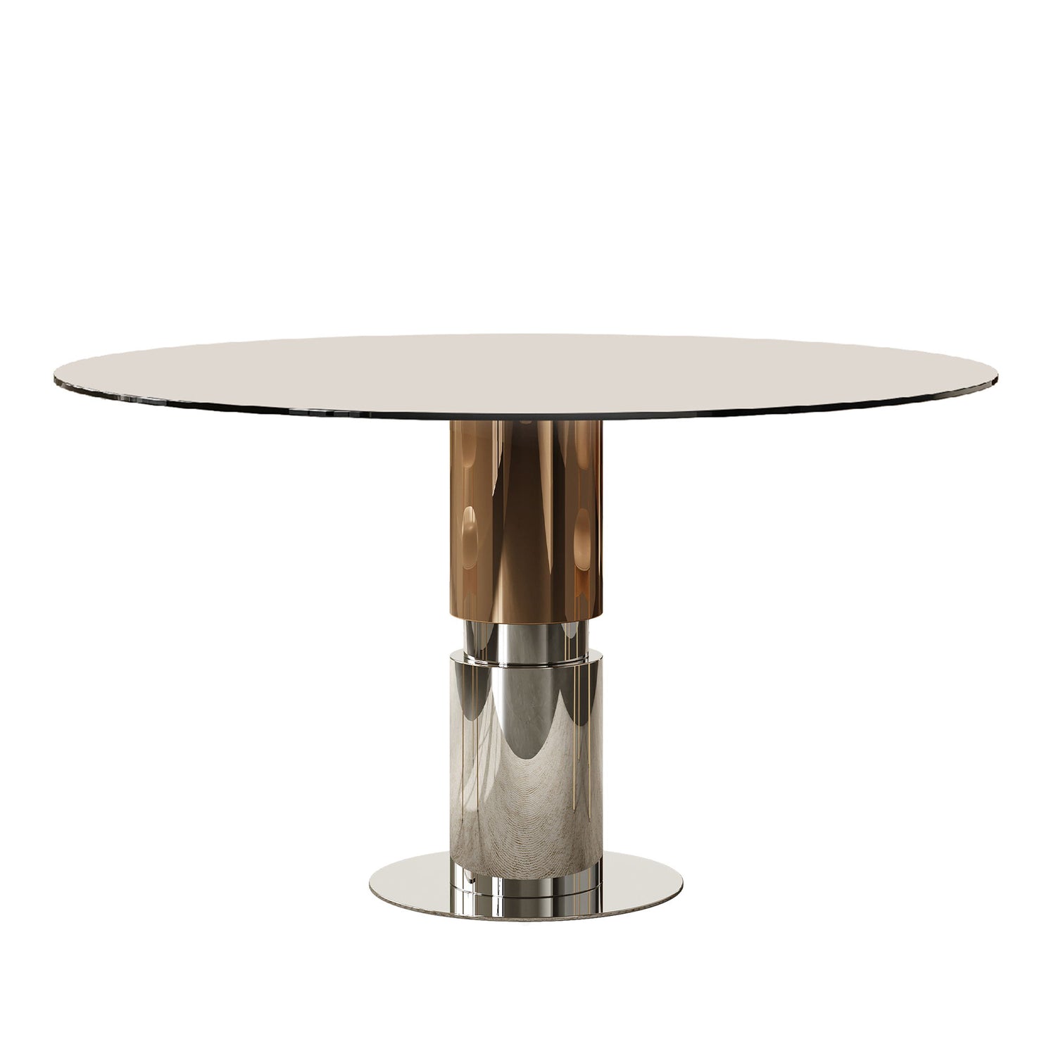 Round Glass Dining Table, Suitable For 2 - 4 People - Brown