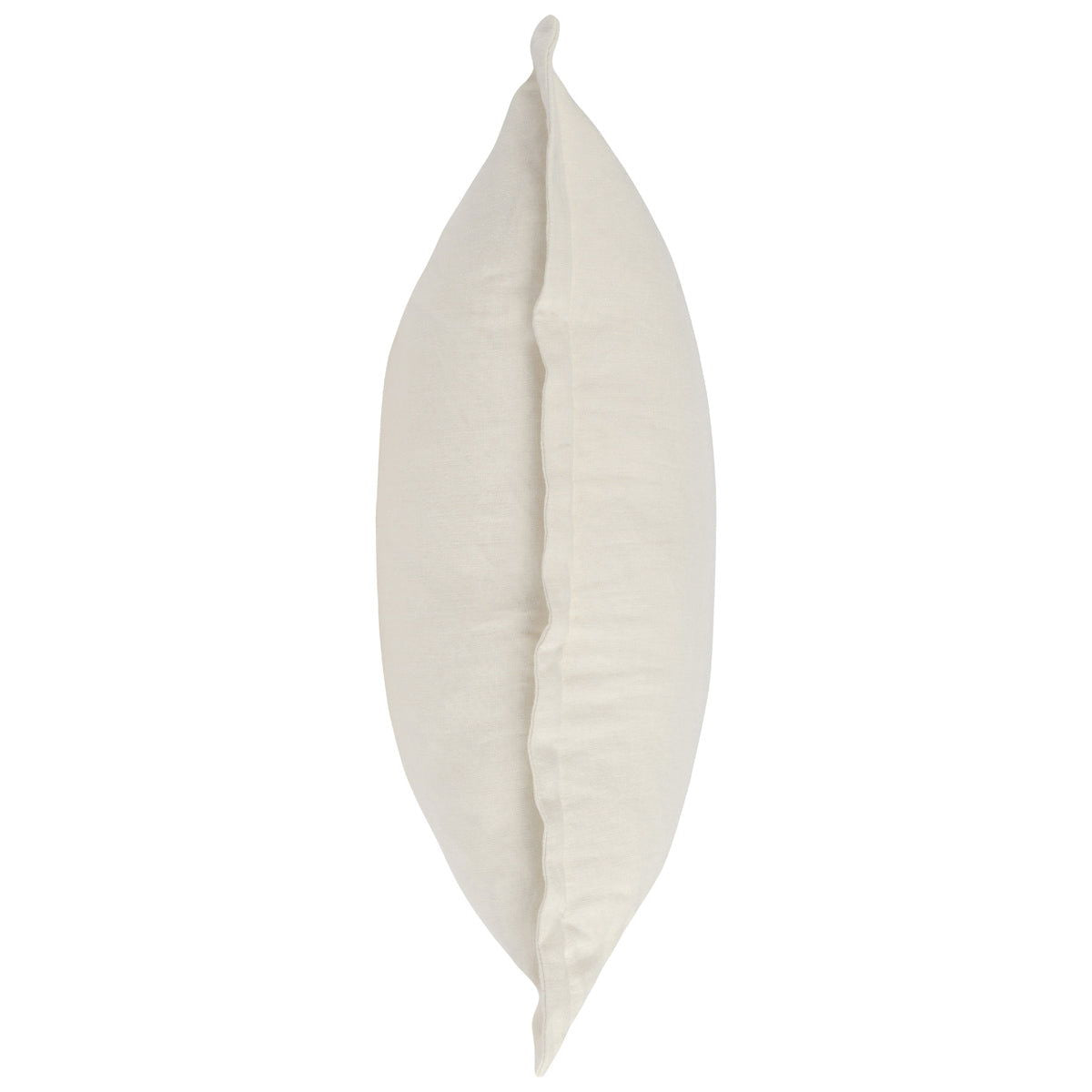 Ivory square pillow with linen texture and centered seam