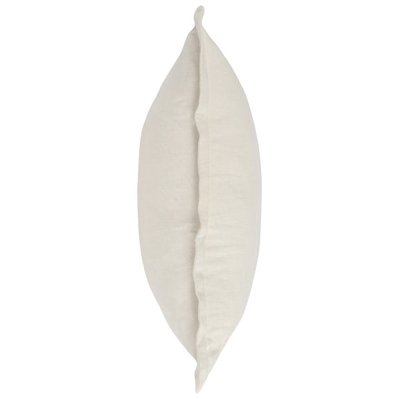 Ivory square pillow with linen texture and centered seam