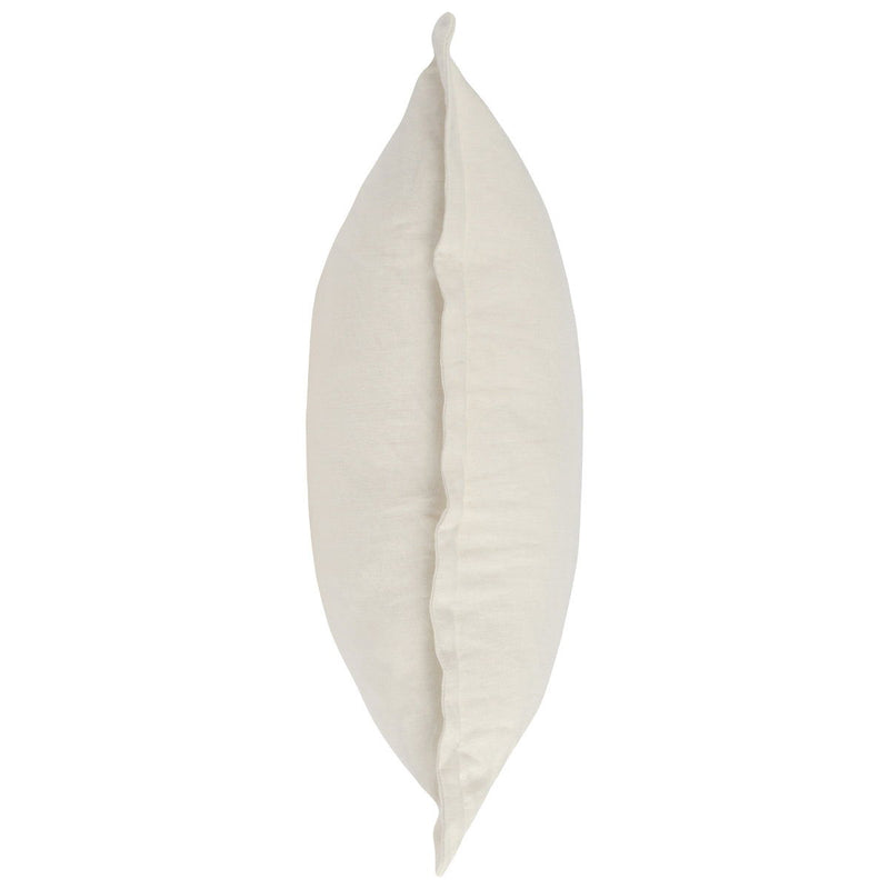 Ivory square pillow with linen texture and centered seam
