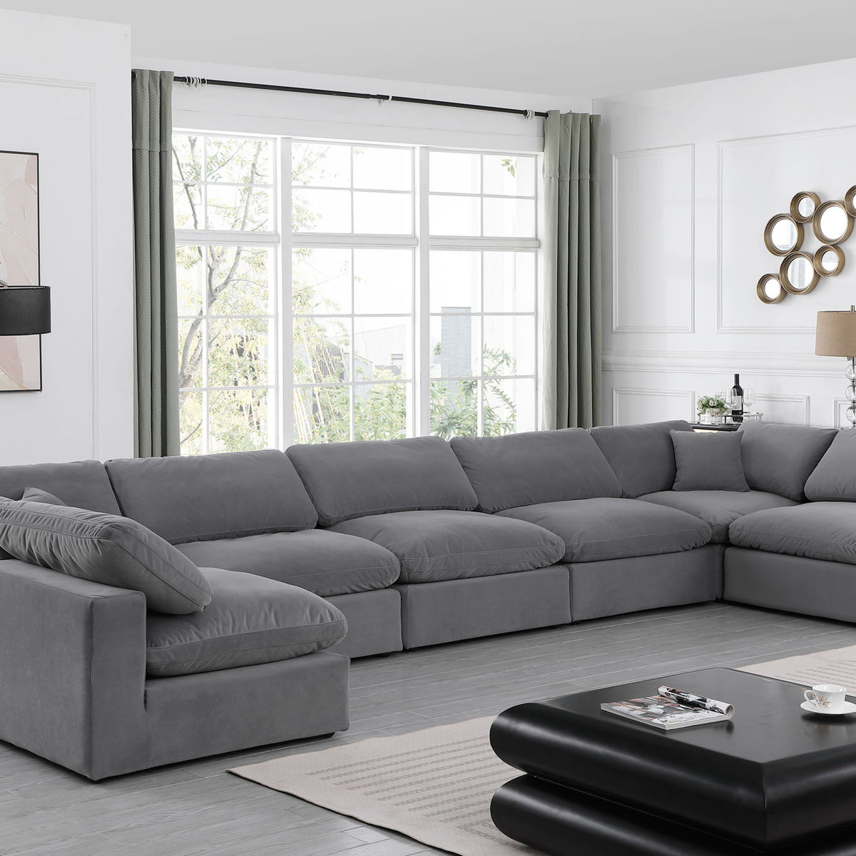 Comfy - 7 Piece Velvet Modular Armless Sectional