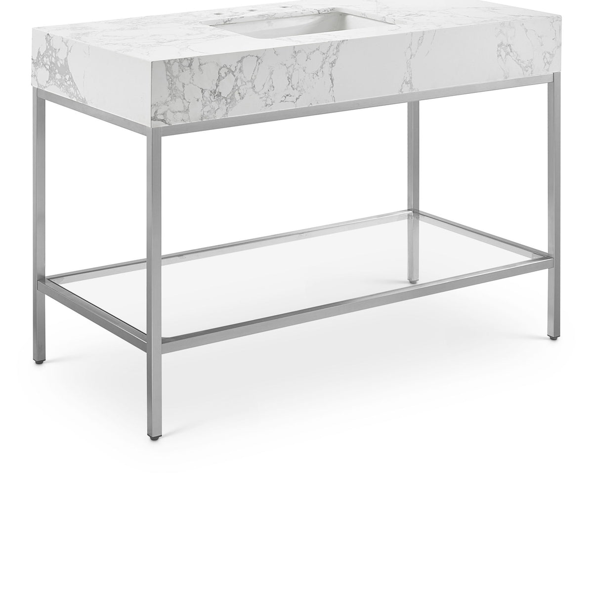 Marmo - Engineered Marble Bathroom Vanity With Chrome Base