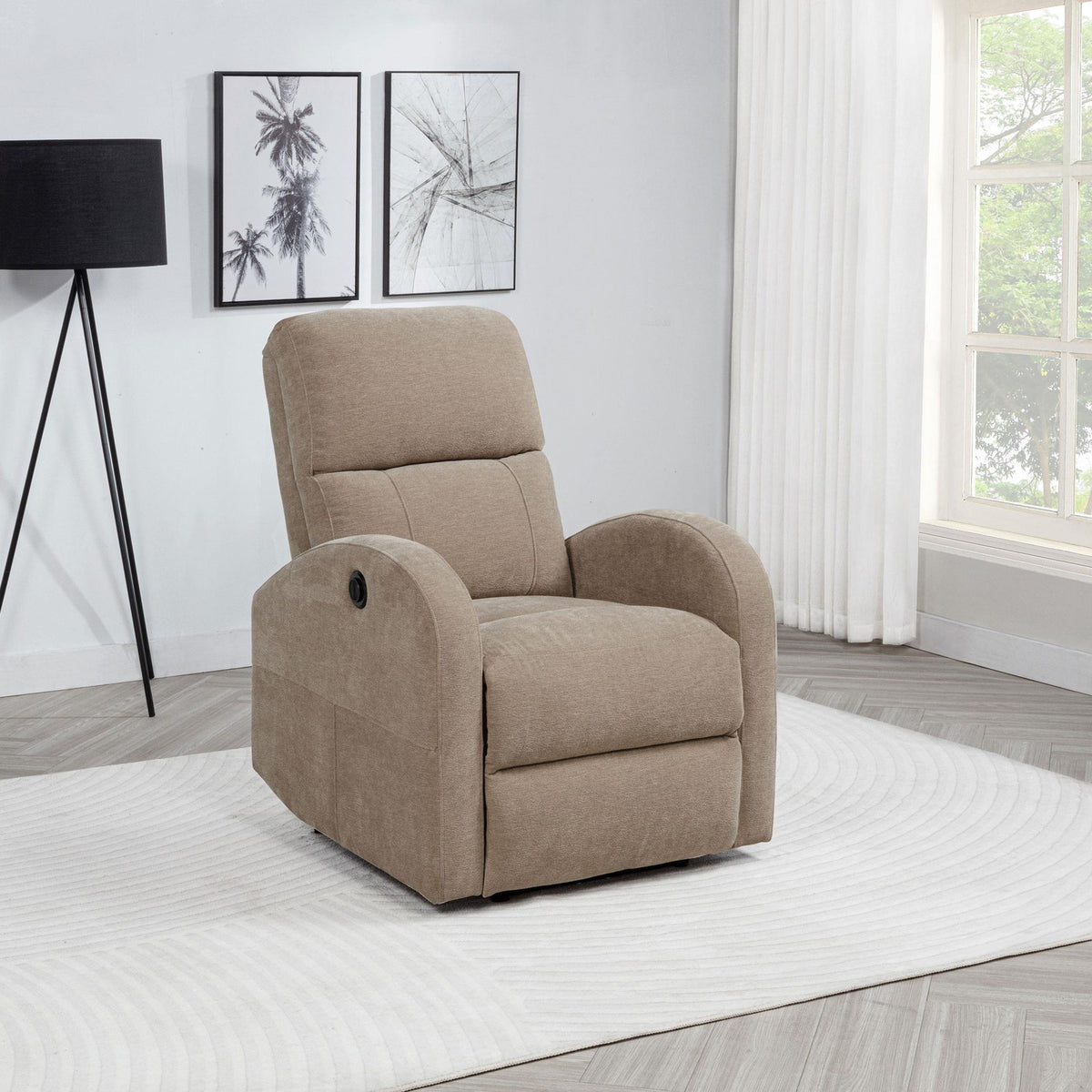 Grant Fabric Upholstered Power Recliner Chair Camel