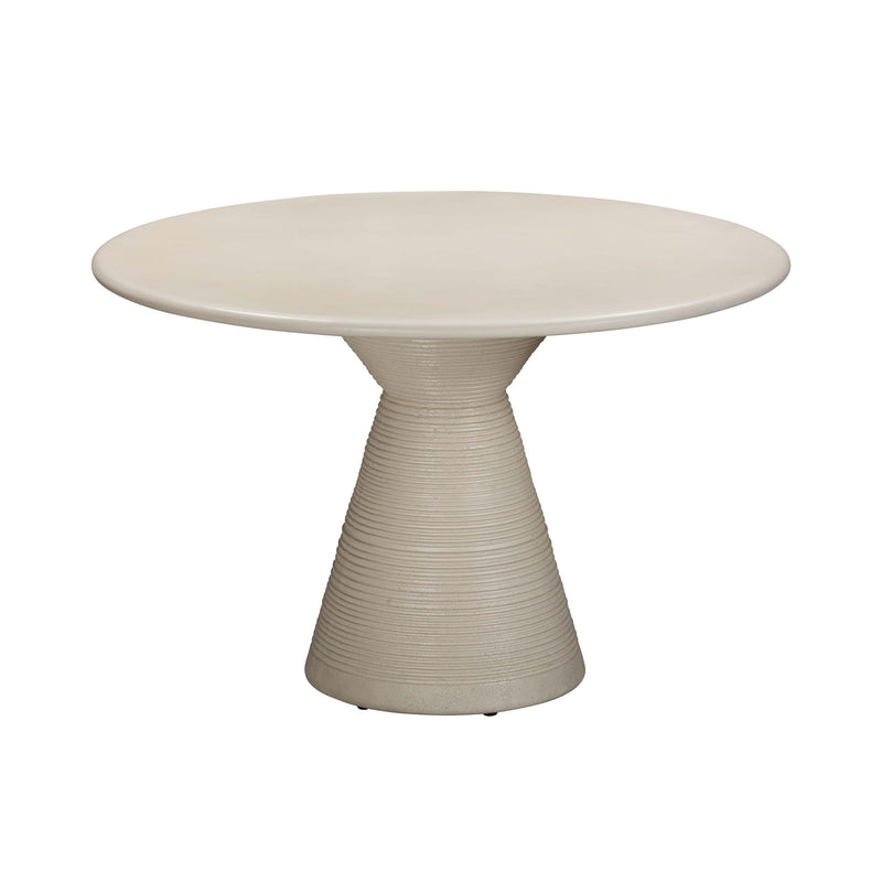 Fern - Textured Faux Plaster Concrete Indoor / Outdoor Round Dining Table - Beige