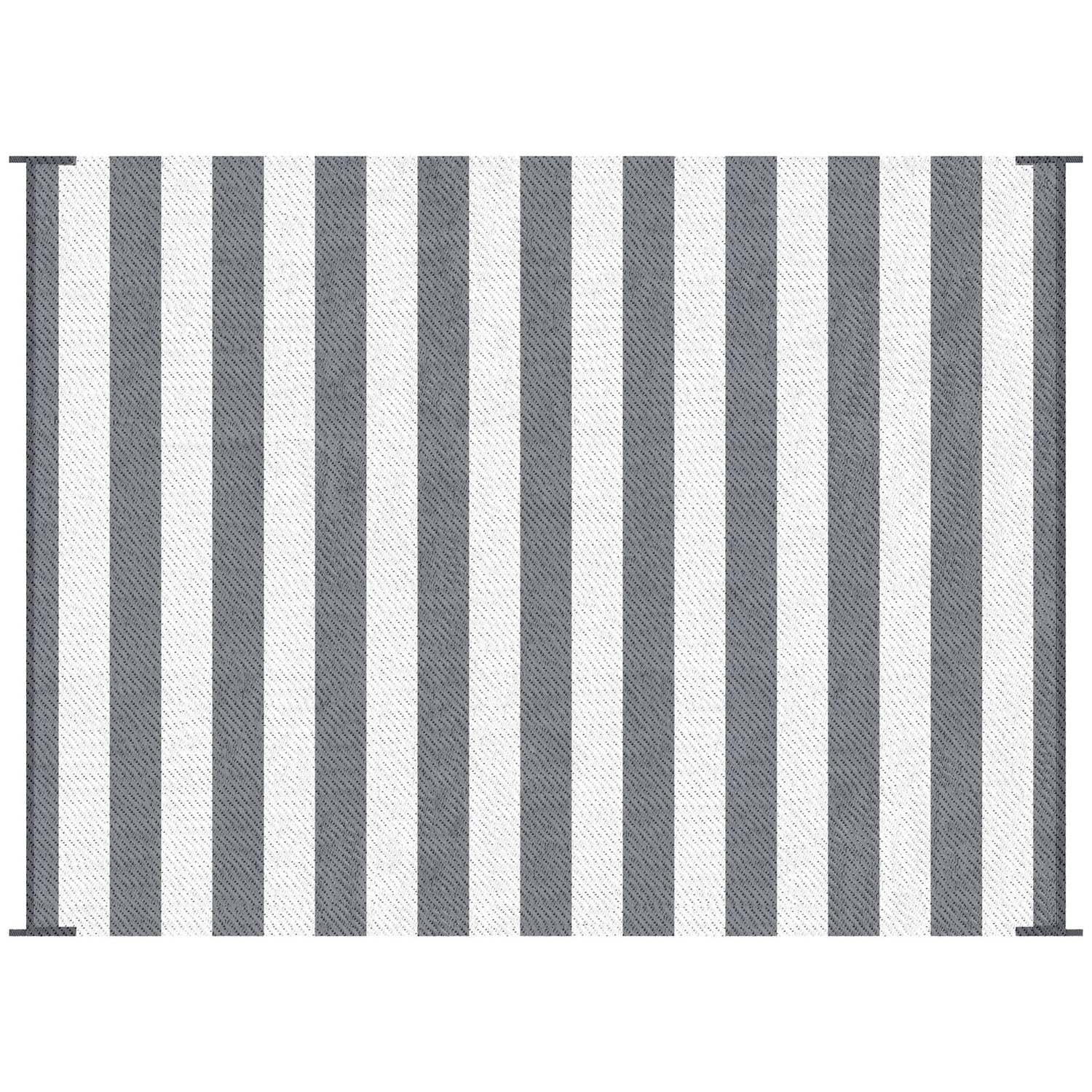Outsunny - Reversible Outdoor Rug, 9' x 12' Waterproof Plastic Straw Floor Mat, Portable Rv Camping Carpet With Carry Bag, Large Floor Mat For Backyard, Deck, Picnic, Beach - Gray & White Striped