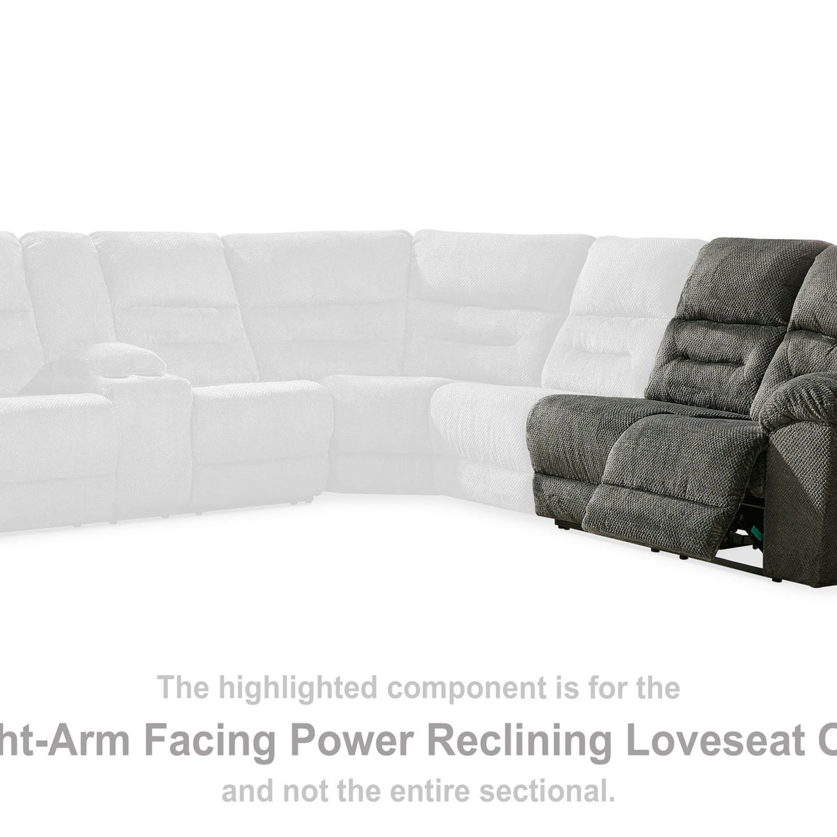 Nettington - Raf Power Rec Loveseat - Smoke