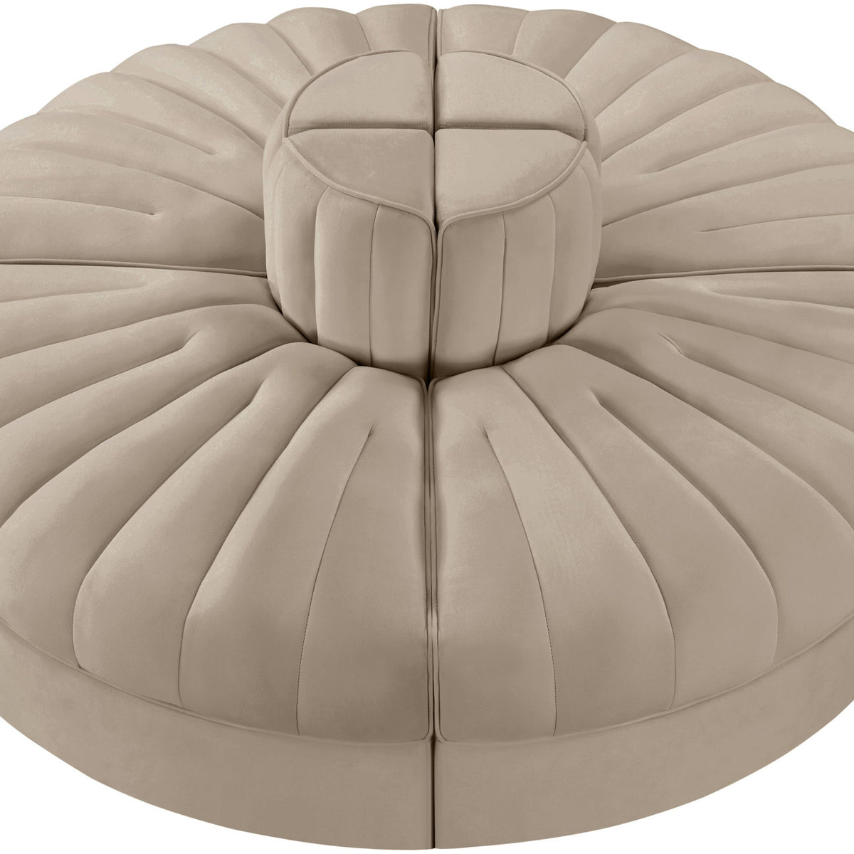 Rummi - Round Velvet Performance Fabric Upholstered 4 Piece Modular Sofa