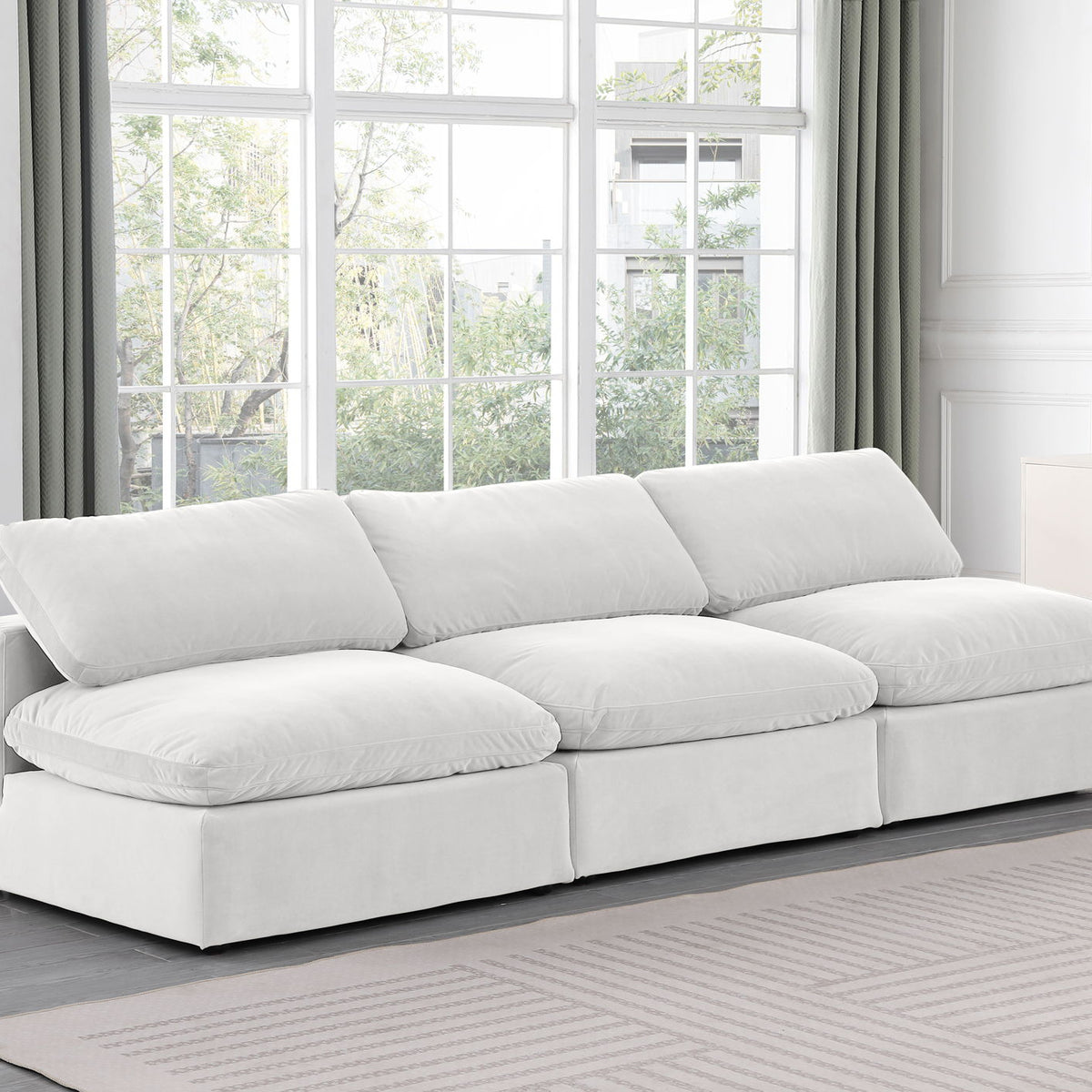 Comfy - Velvet Modular Armless Sofa 3 Seats