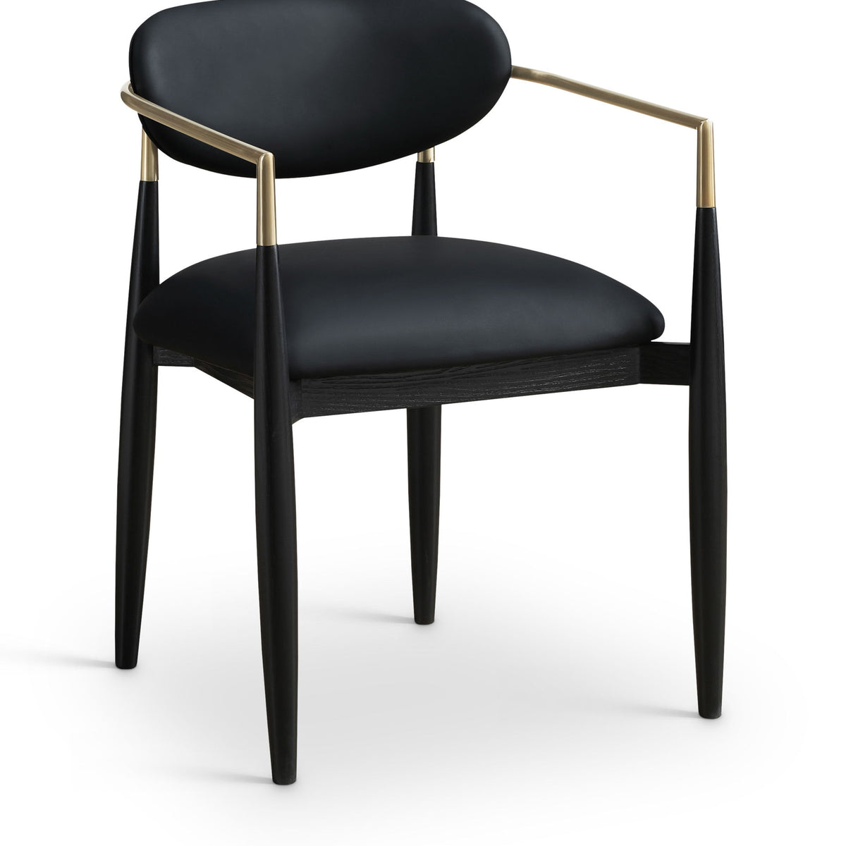 Riccio - Faux Leather Dining Arm Chair (Set of 2) - Black And Gold Frame