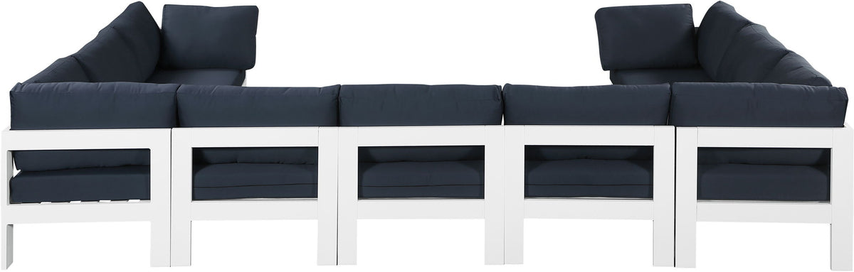 Nizuc - Outdoor Patio 9 Piece Modular Sectional With White Frame