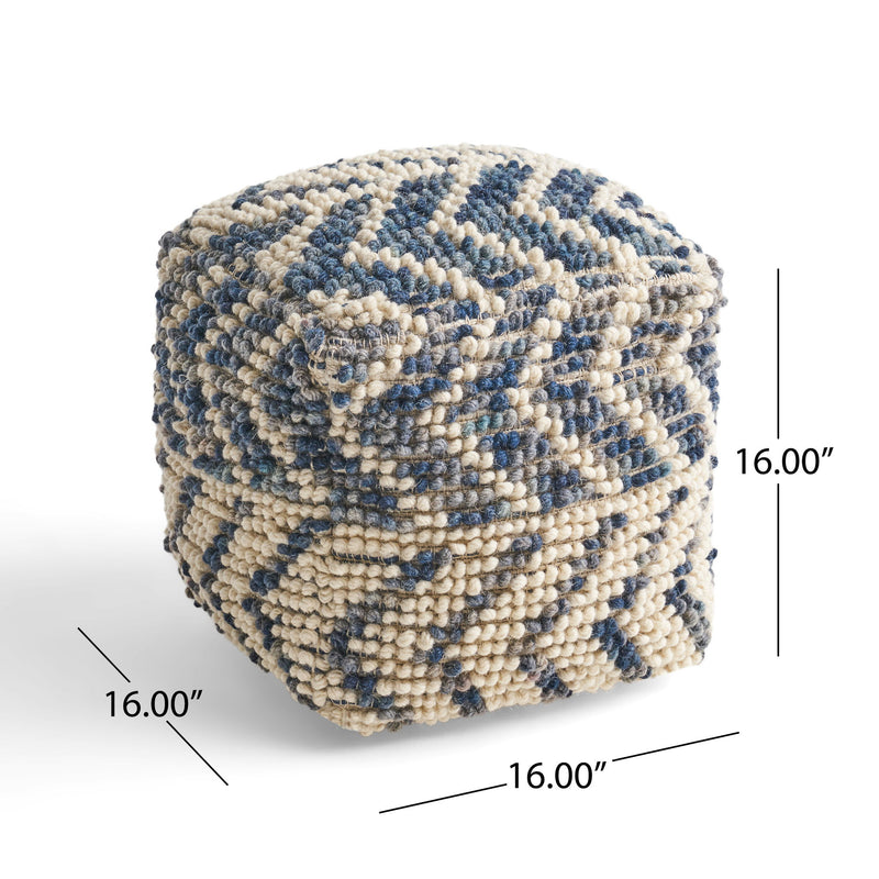 Alina - Wool And Cotton Pouf - Natural