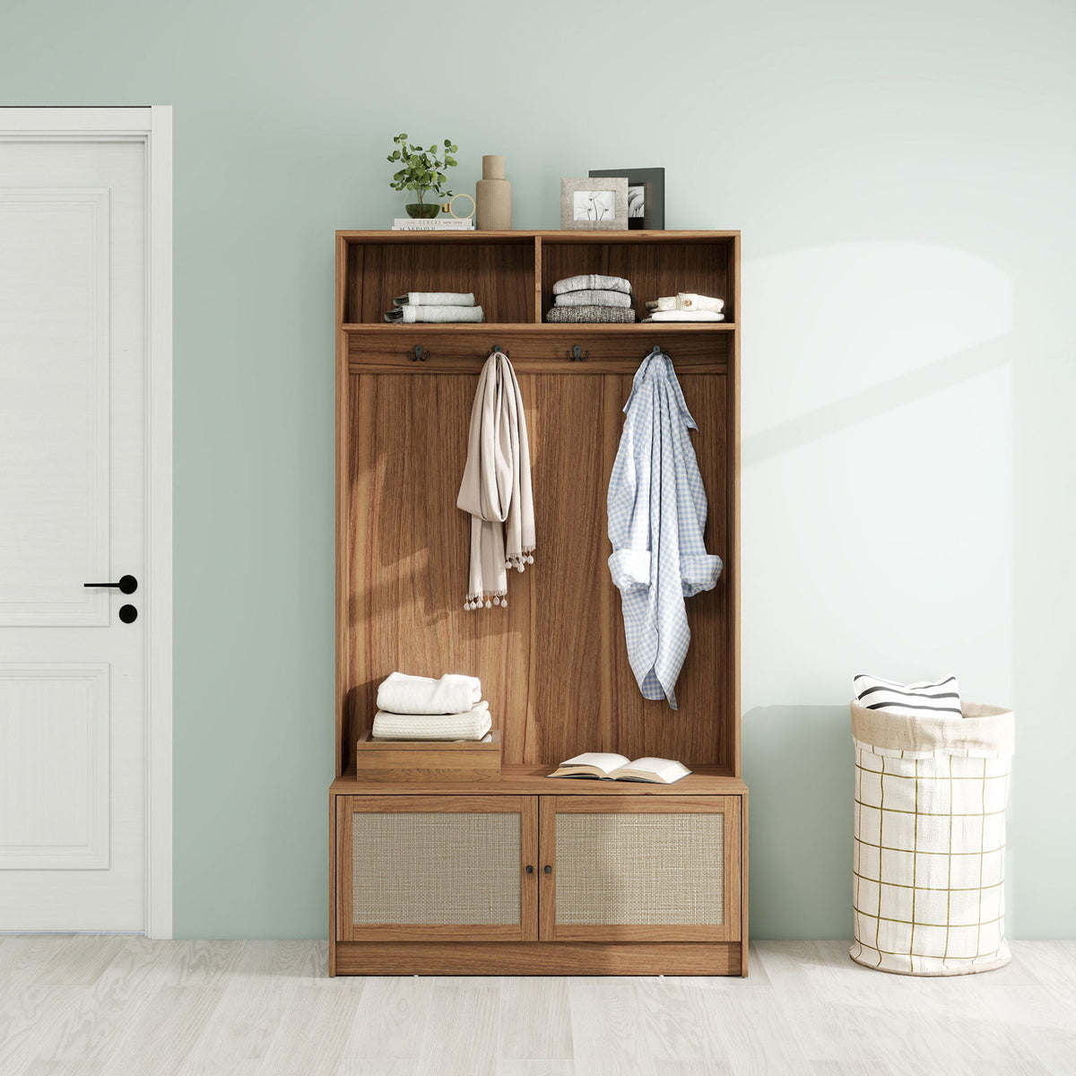 Modern Storage Closet For Bedroom, Entryway, Or Living Room - Walnut