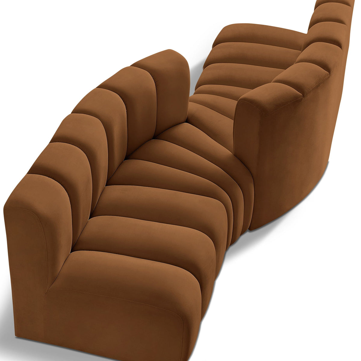 Arc - Velvet 4 Piece Sofa - Saddle