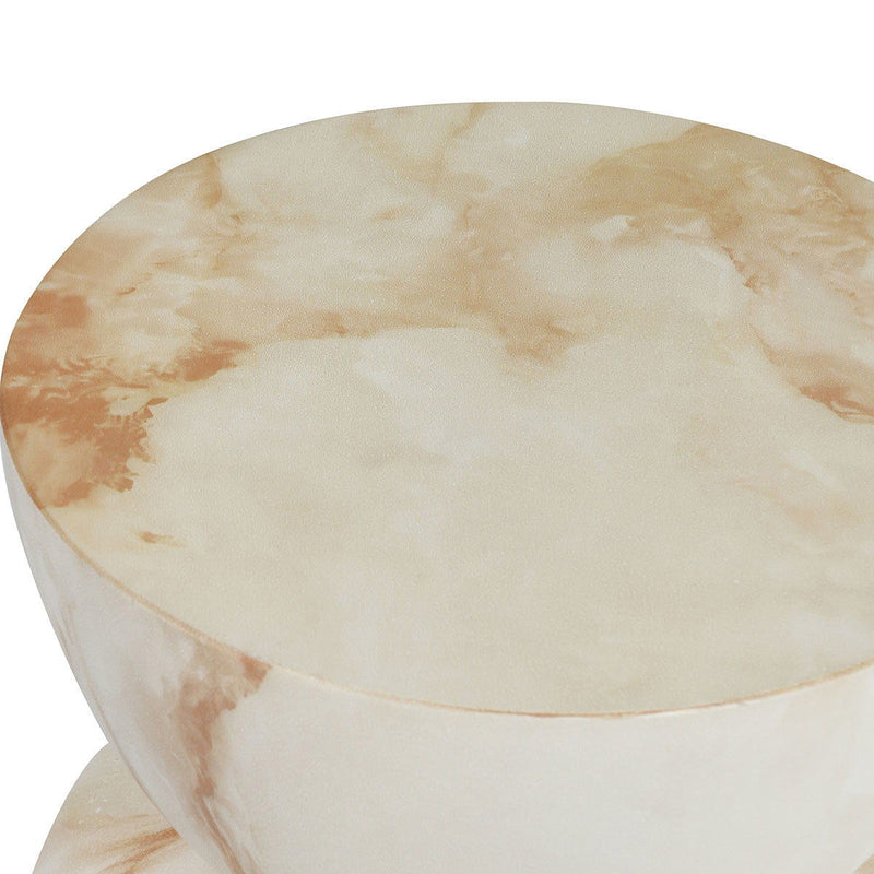 Leva - Outdoor Concrete Round End Table - Travertine