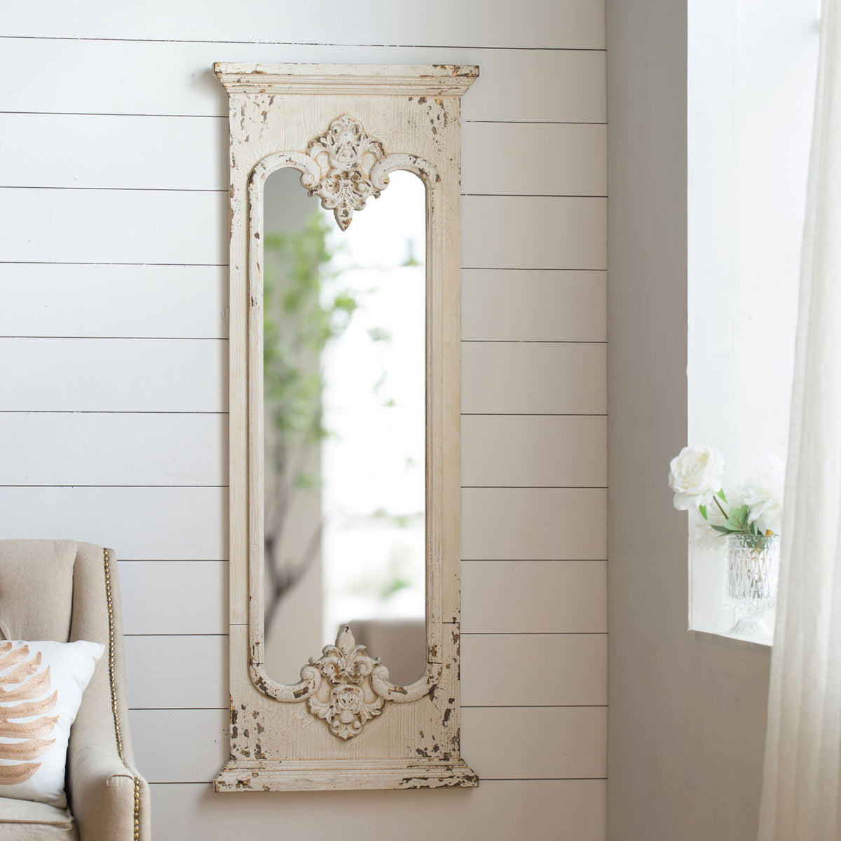 Full Length Mirror With Solid Wood Frame, Floor Mirror For Living Room Bedroom Entryway - White