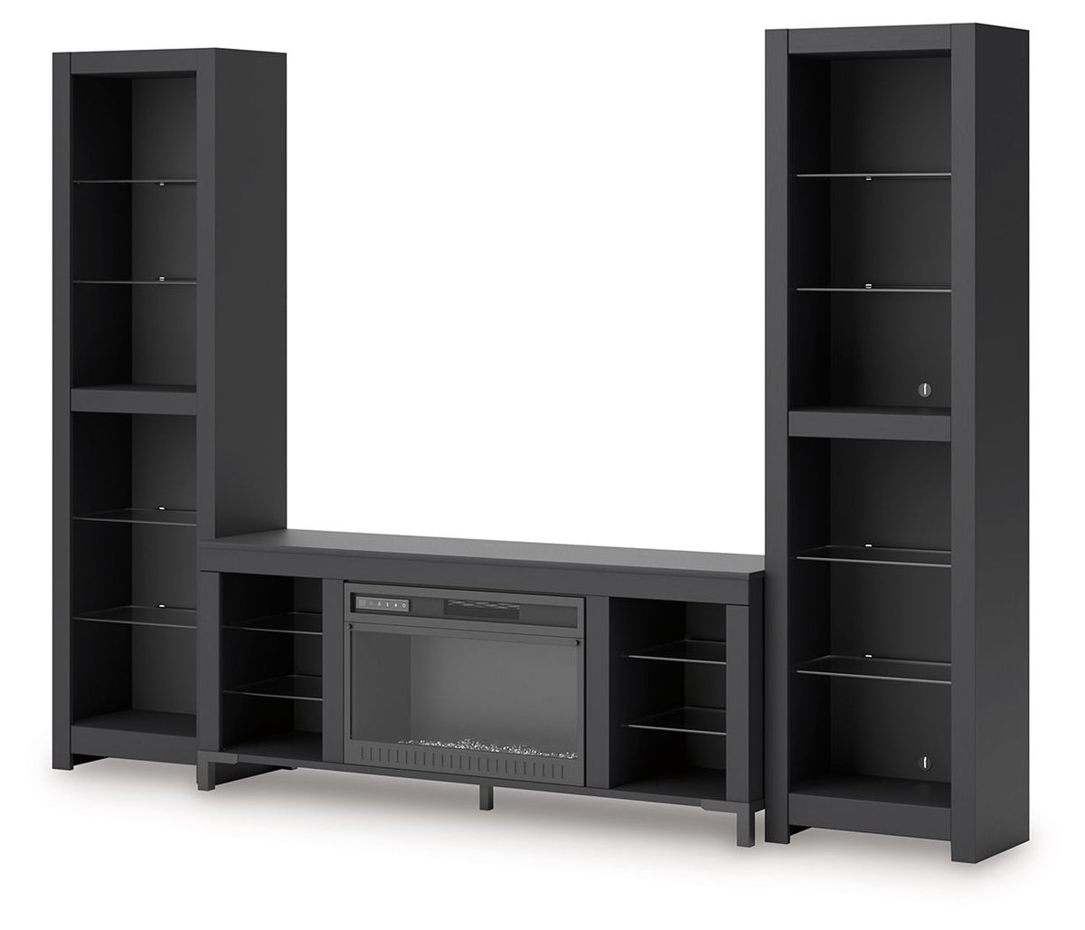 Cayberry - 3-Piece Entertainment Center With Electric Fireplace - Black
